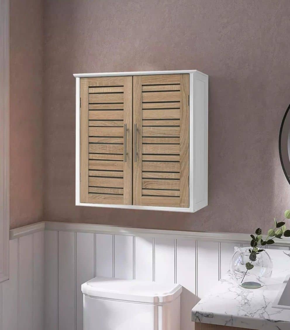 Hangkastje Stockholm Wand Badkamerkast Hangend 52x22x55cm - wit/bruin