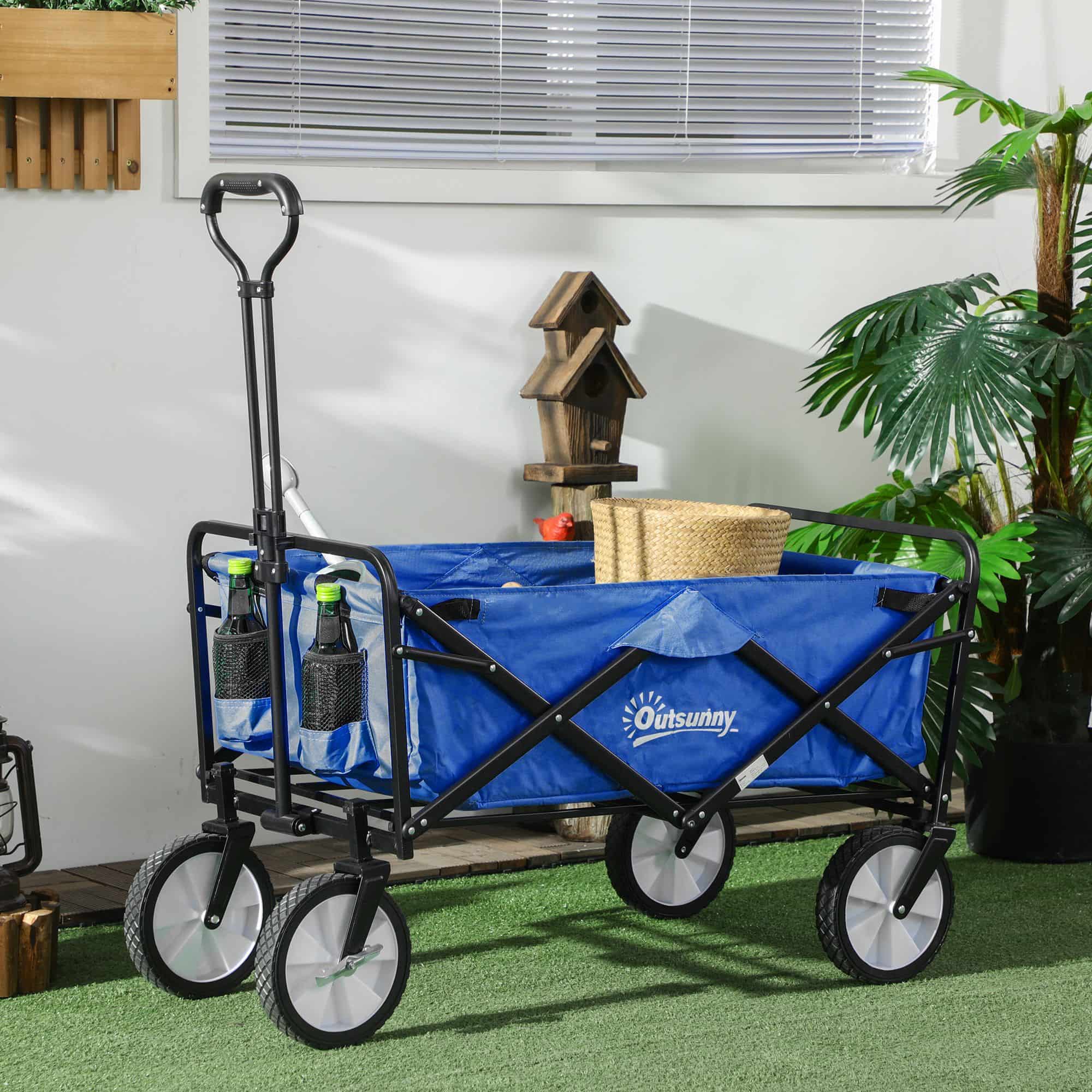 4goodz Outsunny Opvouwbare Bolderwagen Bolderkar - Blauw