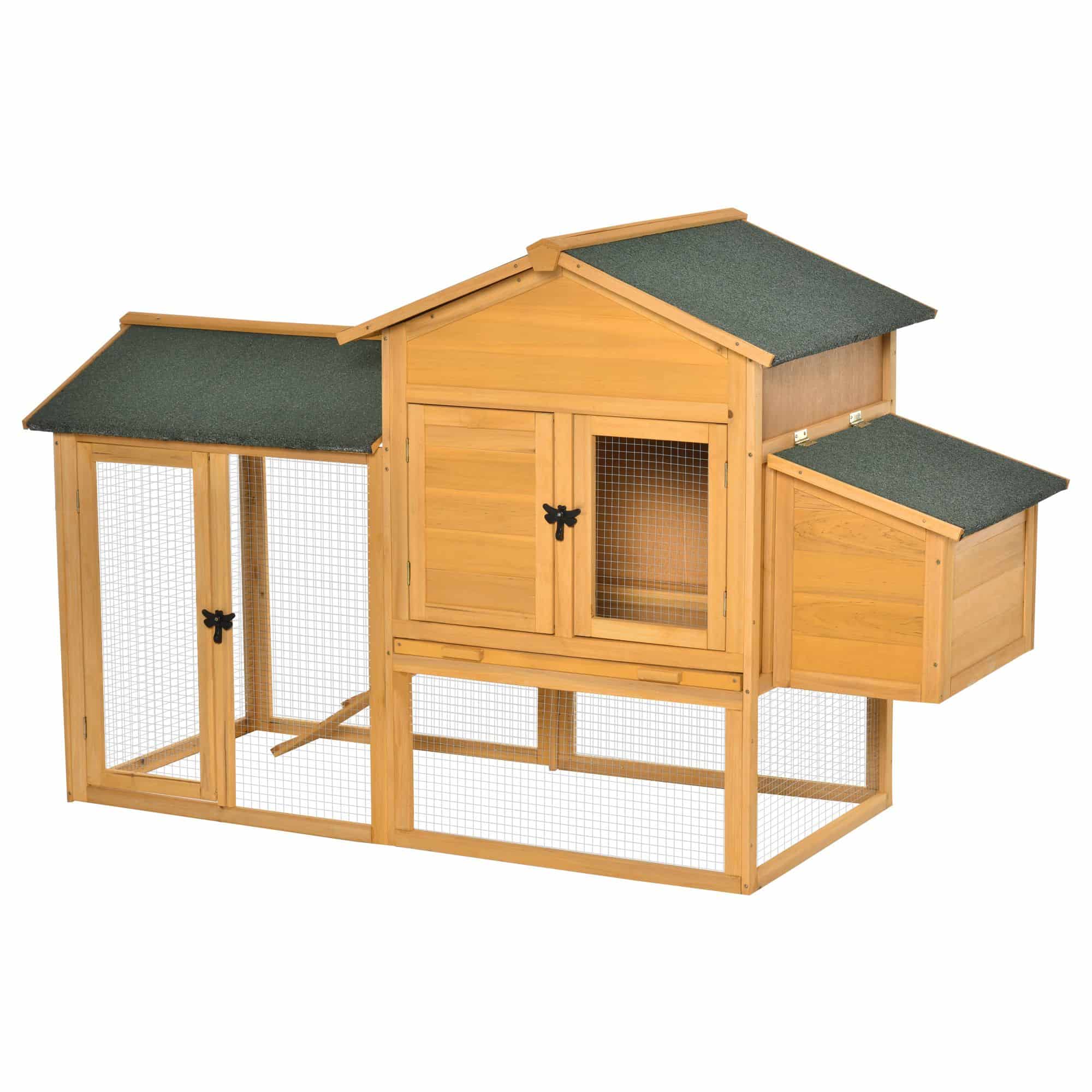 Kippenhok met Uitloop en Nestkast - Hout 168x75x103 cm