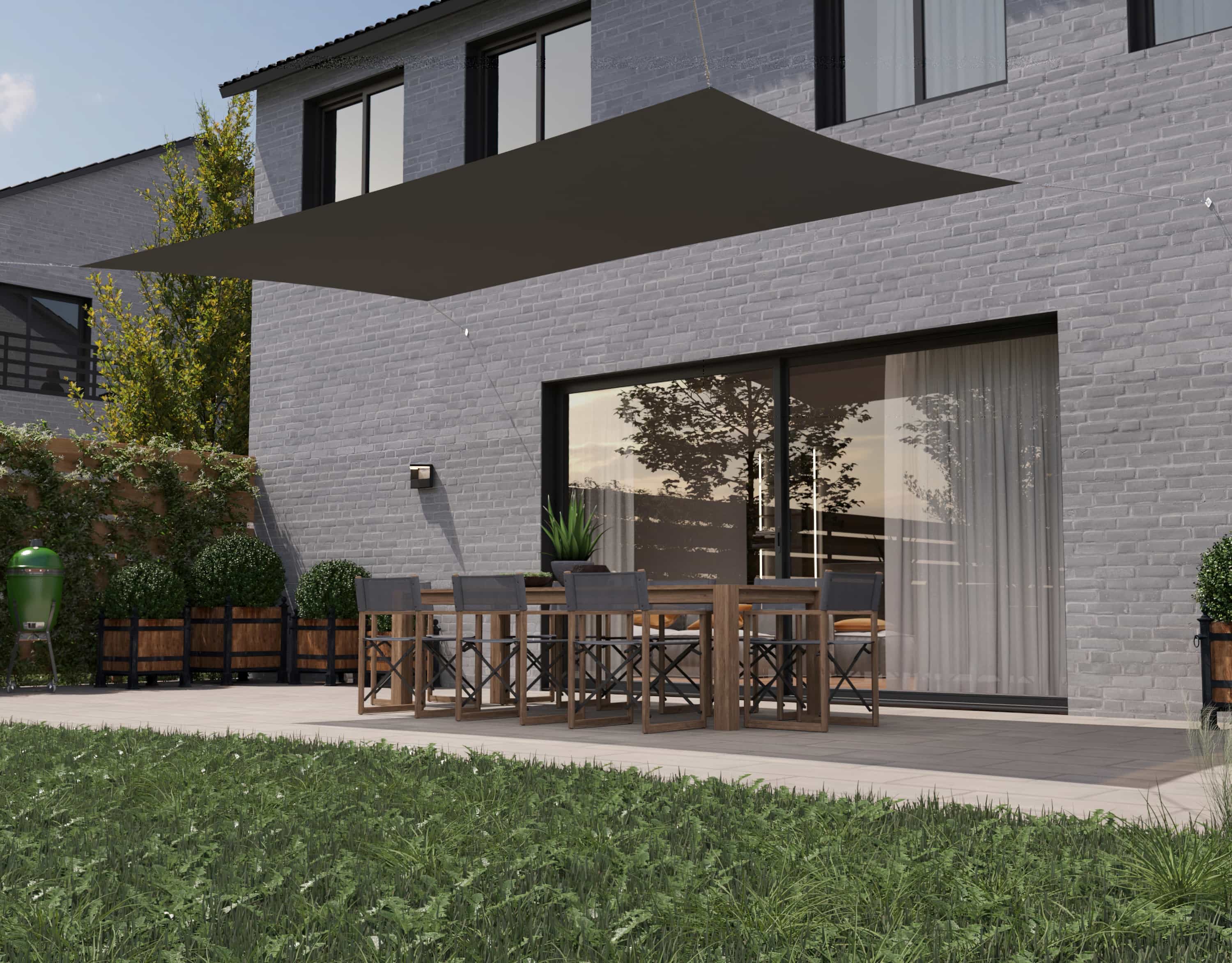 hanSe® Schaduwdoek Rechthoek Waterdoorlatend 2x5 m Zonnedoek Grijs