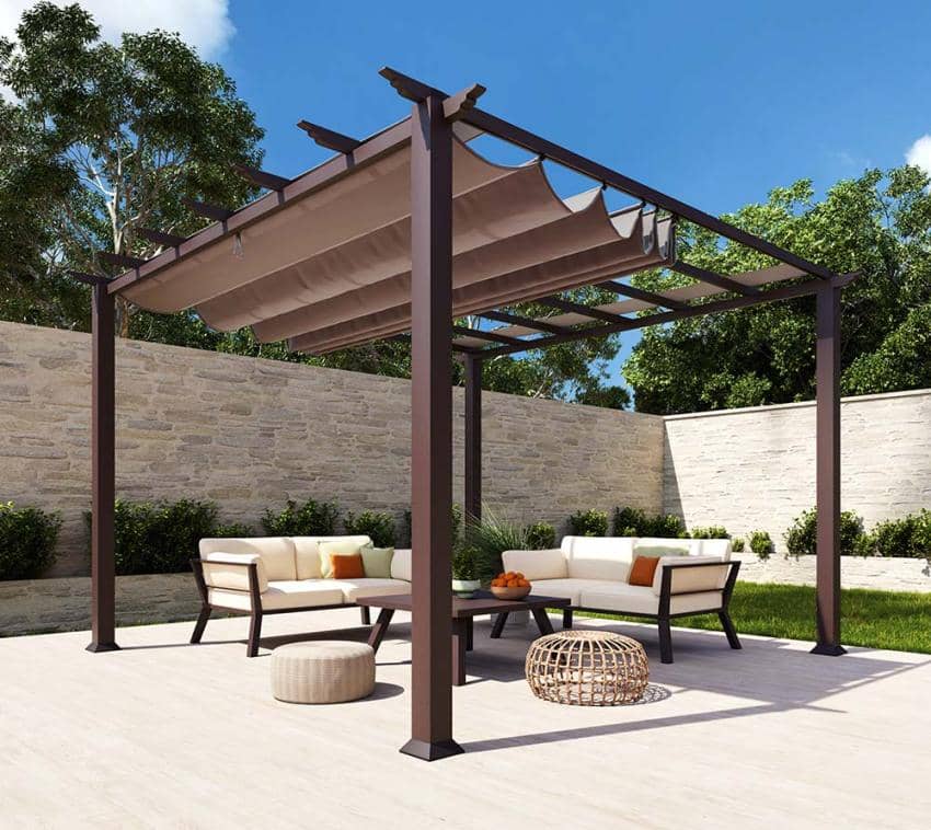 Paragon Outdoor Aluminium Pergola Florida 1111 - Houtlook - 350x350x235cm - donkerbruin