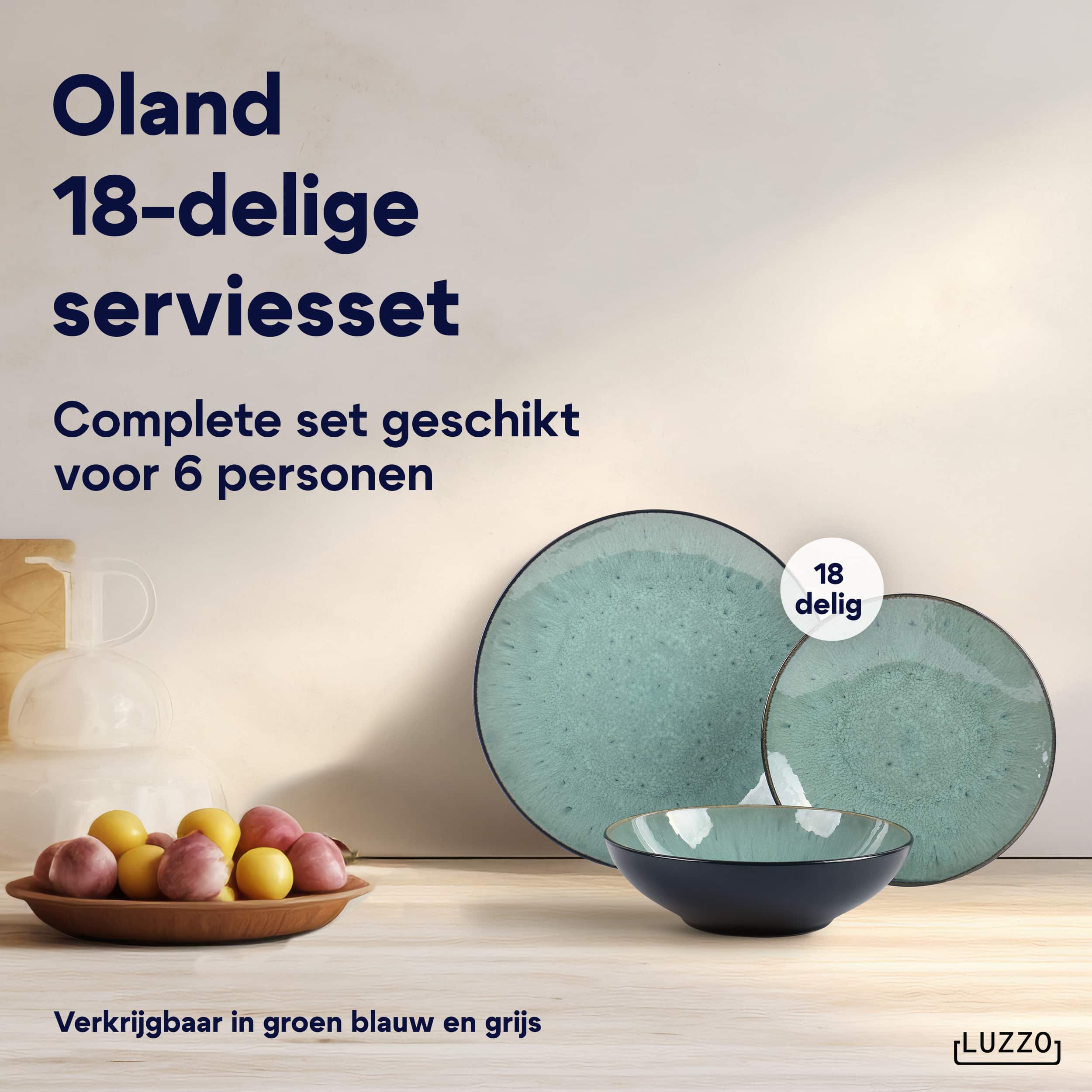 Luzzo® Oland Serviesset 6 persoons - 18 delig - Groen
