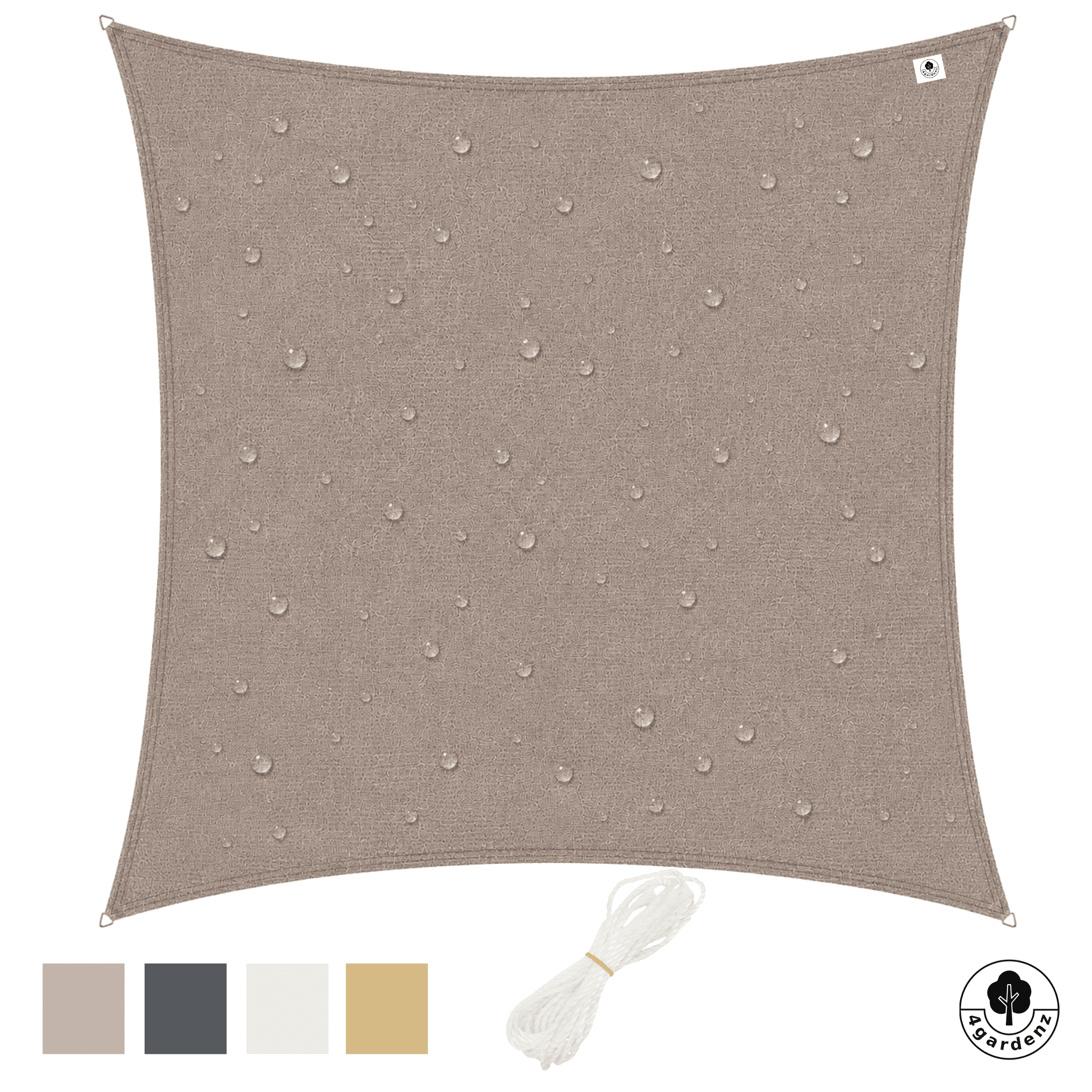 4gardenz Schaduwdoek Waterafstotend Vierkant 5x5 mtr - Taupe
