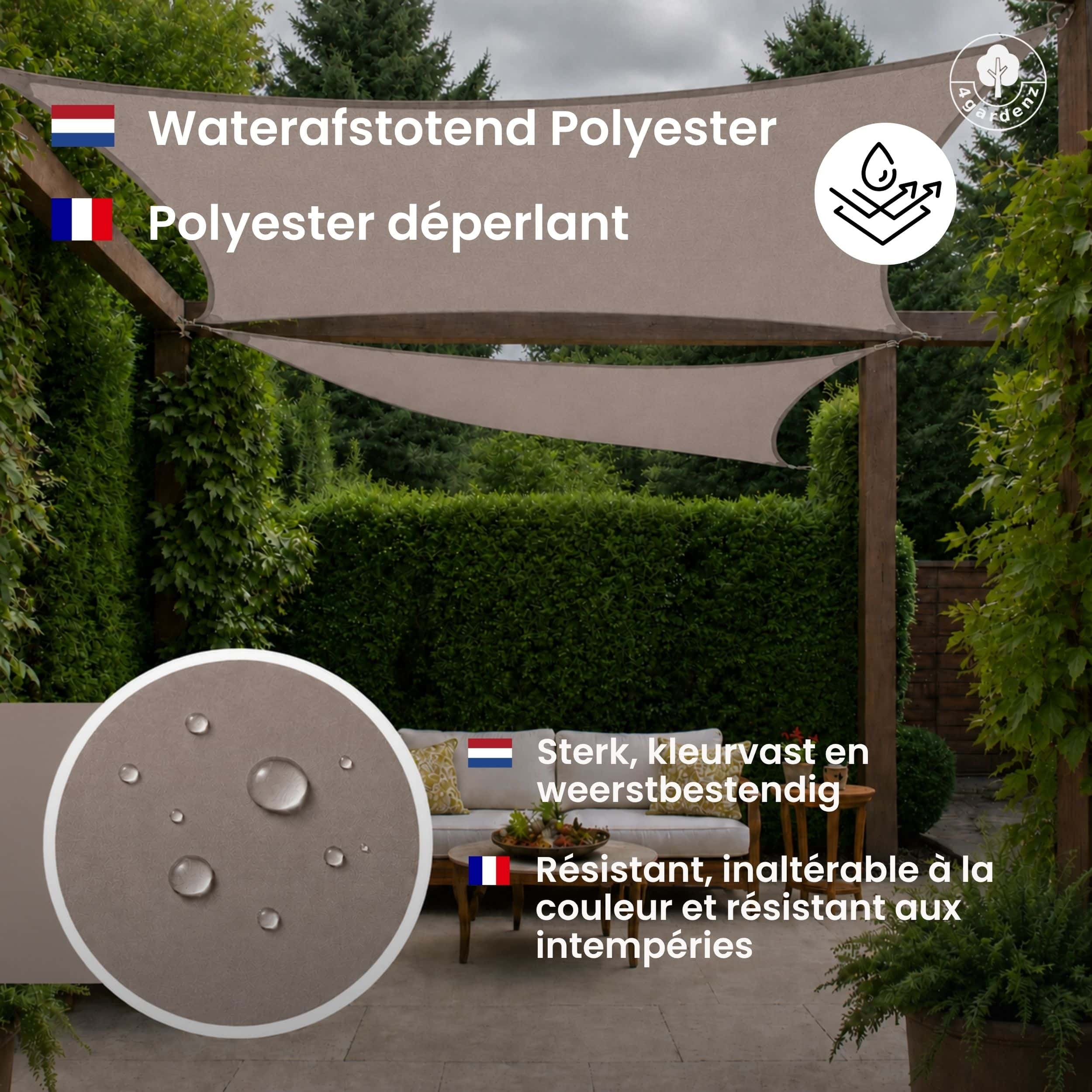 4gardenz Schaduwdoek Waterafstotend Rechthoek 5x6 mtr - Taupe