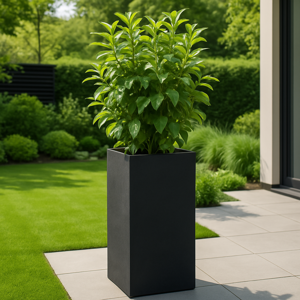 4gardenz® Stone Pilaar Plantenbak Bloempot 30x30x80 cm - Steengrijs