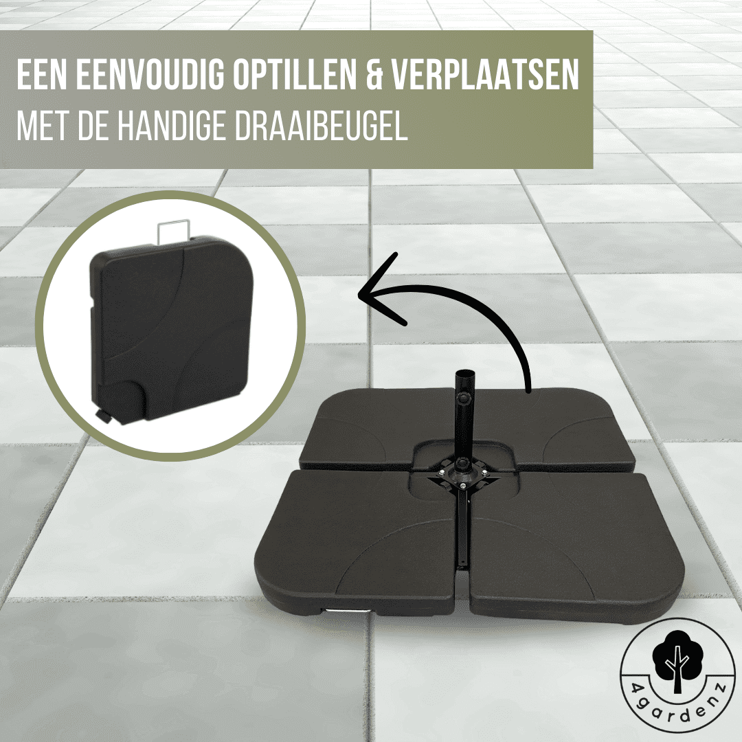 4gardenz® Verzwaringsset Parasolvoet voor Zweefparasols - Vulbaar tot 80 KG