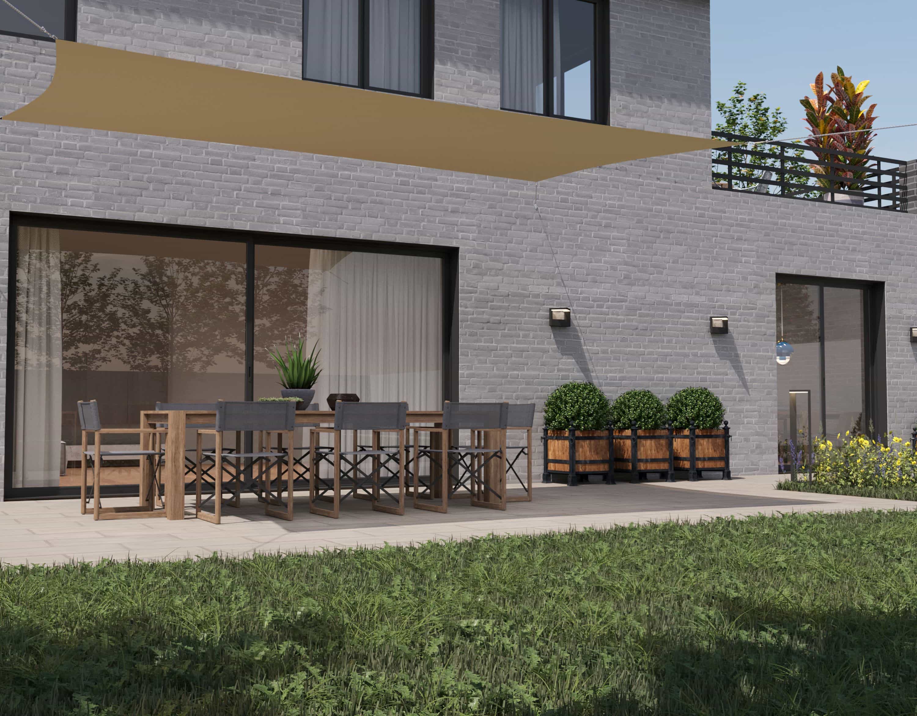 hanSe® Schaduwdoek Rechthoek Waterafstotend 3x4,5 m Zonnedoek Creme