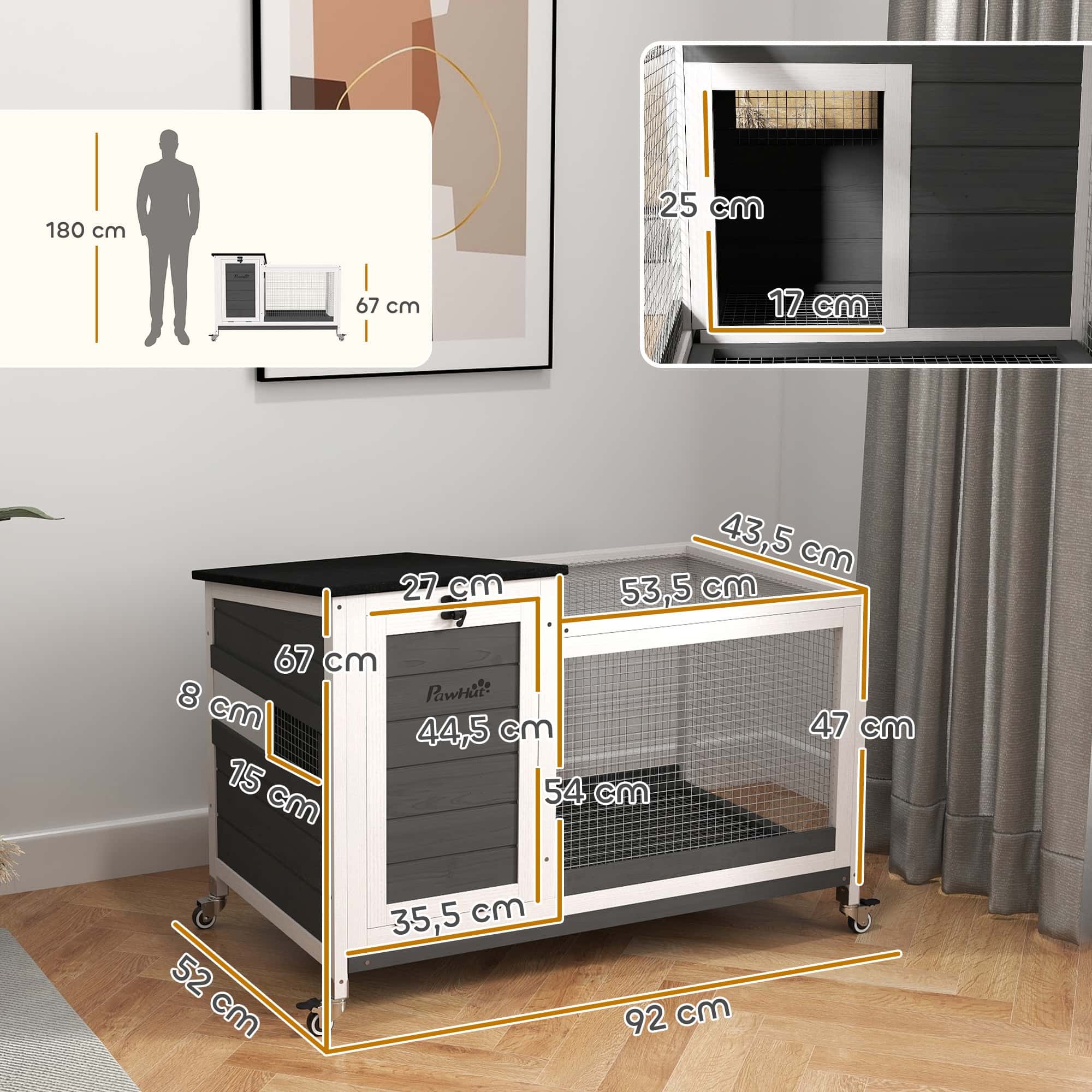 4goodz Houten Konijnenhok met Loopgedeelte - 92x52x67 cm - Grijs 4goodz Houten Konijnenhok met Loopgedeelte - 92x52x67 cm - Grijs