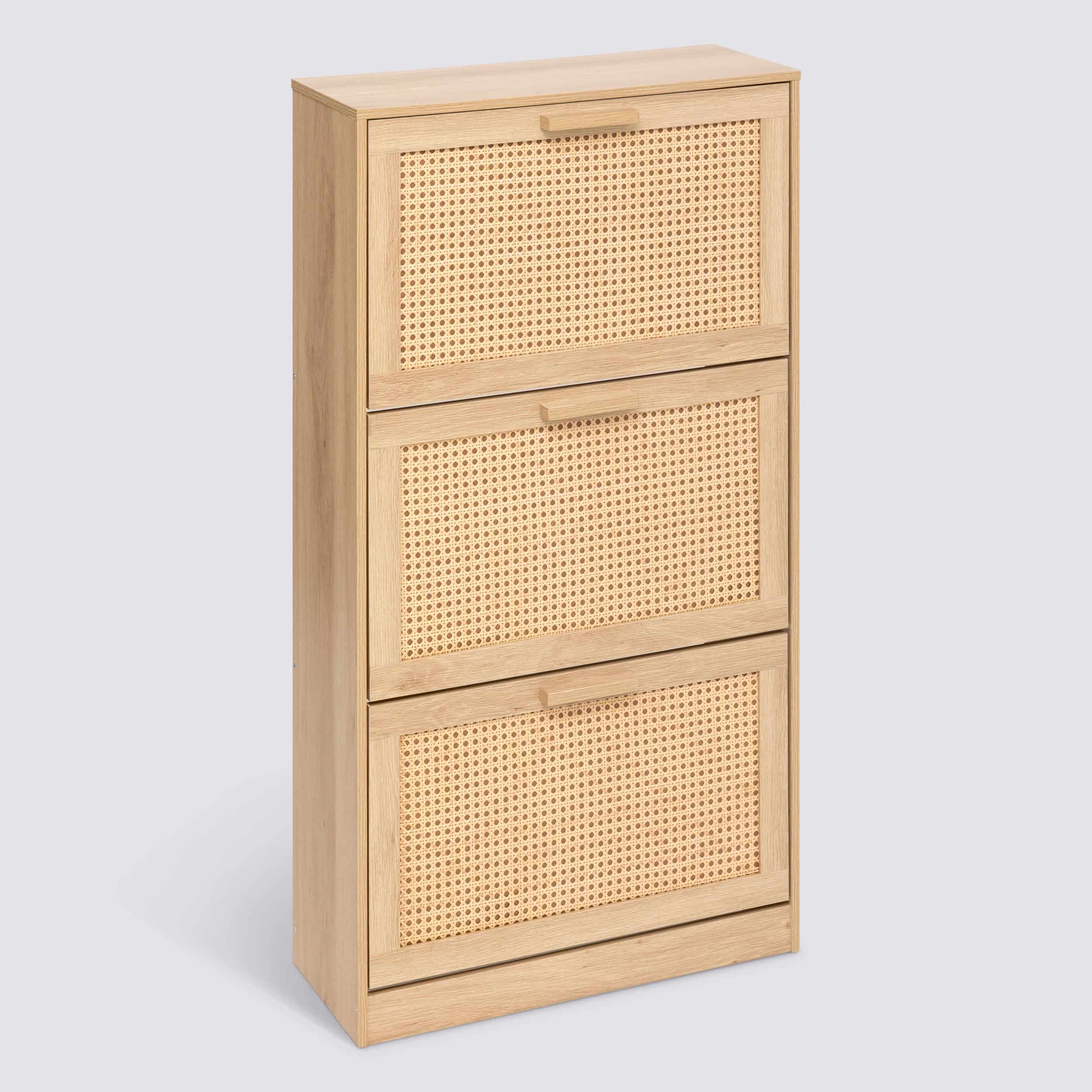 4goodz Schoenenkast Ubud - 24x60x113 cm - 3 lades voor 12 paar - Bruin