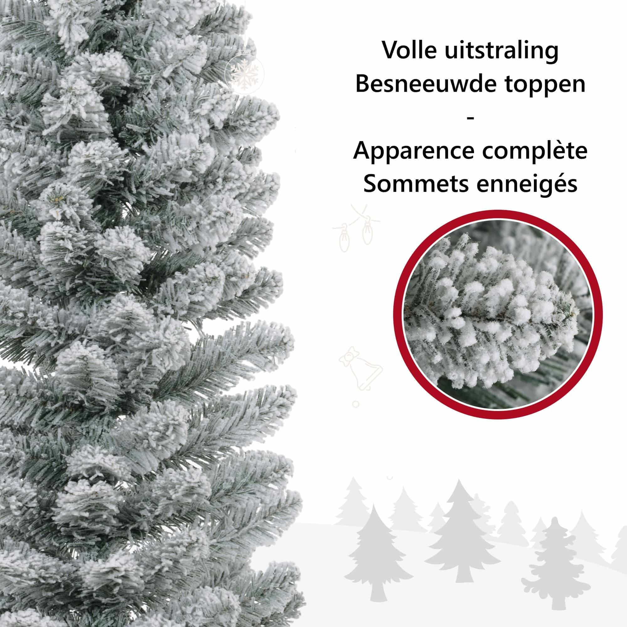 4goodz Kerstboom met Sneeuw met LED Verlichting Ø57 - 210 cm - Metalen voet