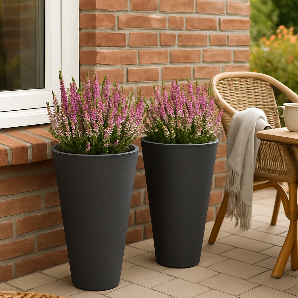 4gardenz Stone Pilaar Plantenbak Rond - 35x55 cm - Steengrijs