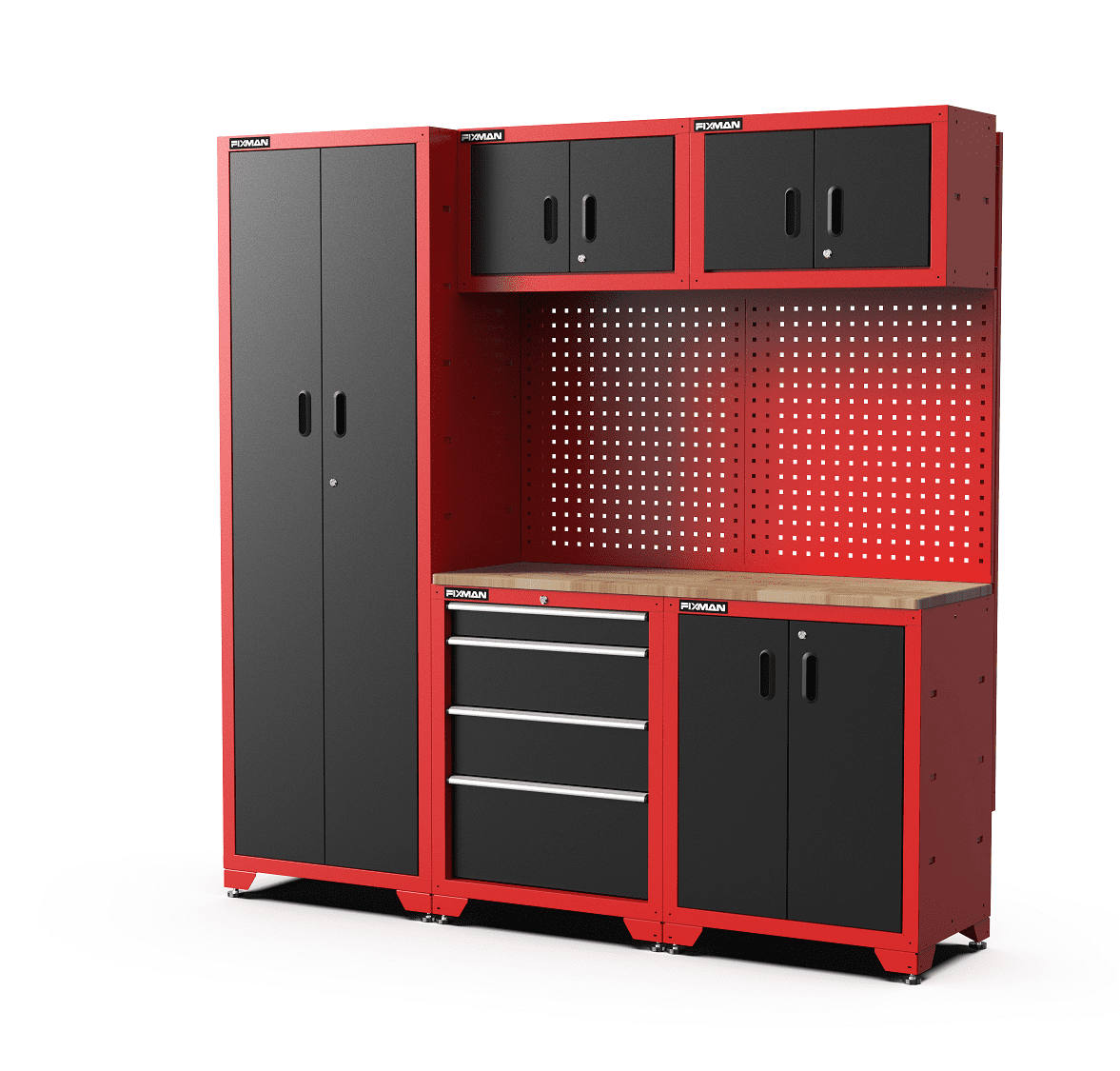 Feistos Gereedschapswand Hoog Juno 2- 46x198x198 cm - Zwart/Rood