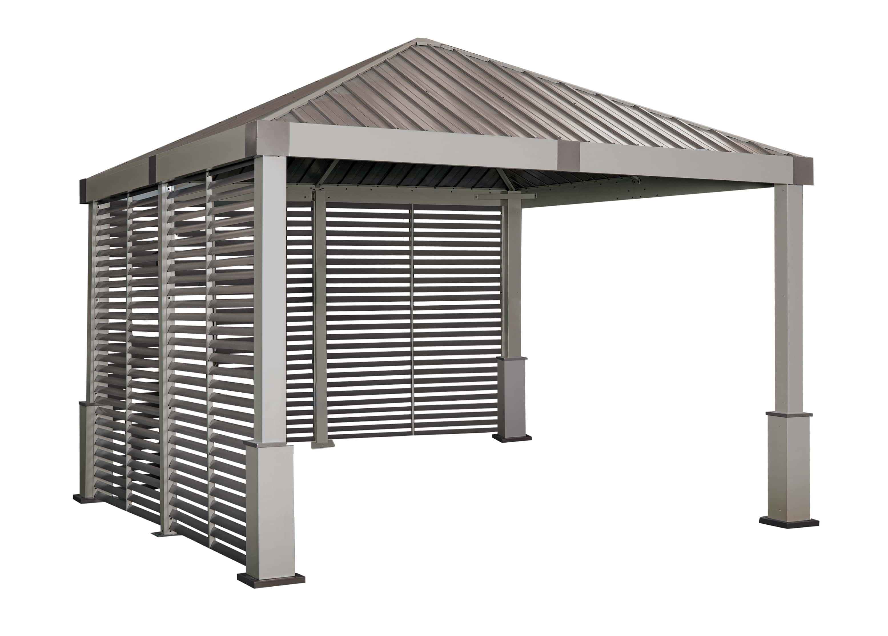 Sojag Nanda Aluminium Paviljoen incl. zijpaneel 363x363x313 cm - Champagnekleurig