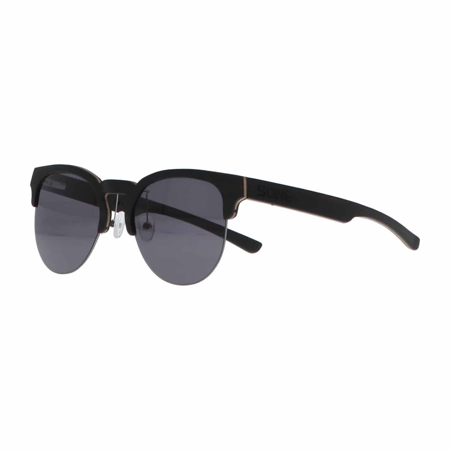 5one® Clubmaster Sports Grey - Ebony houten zonnebril - sportief model