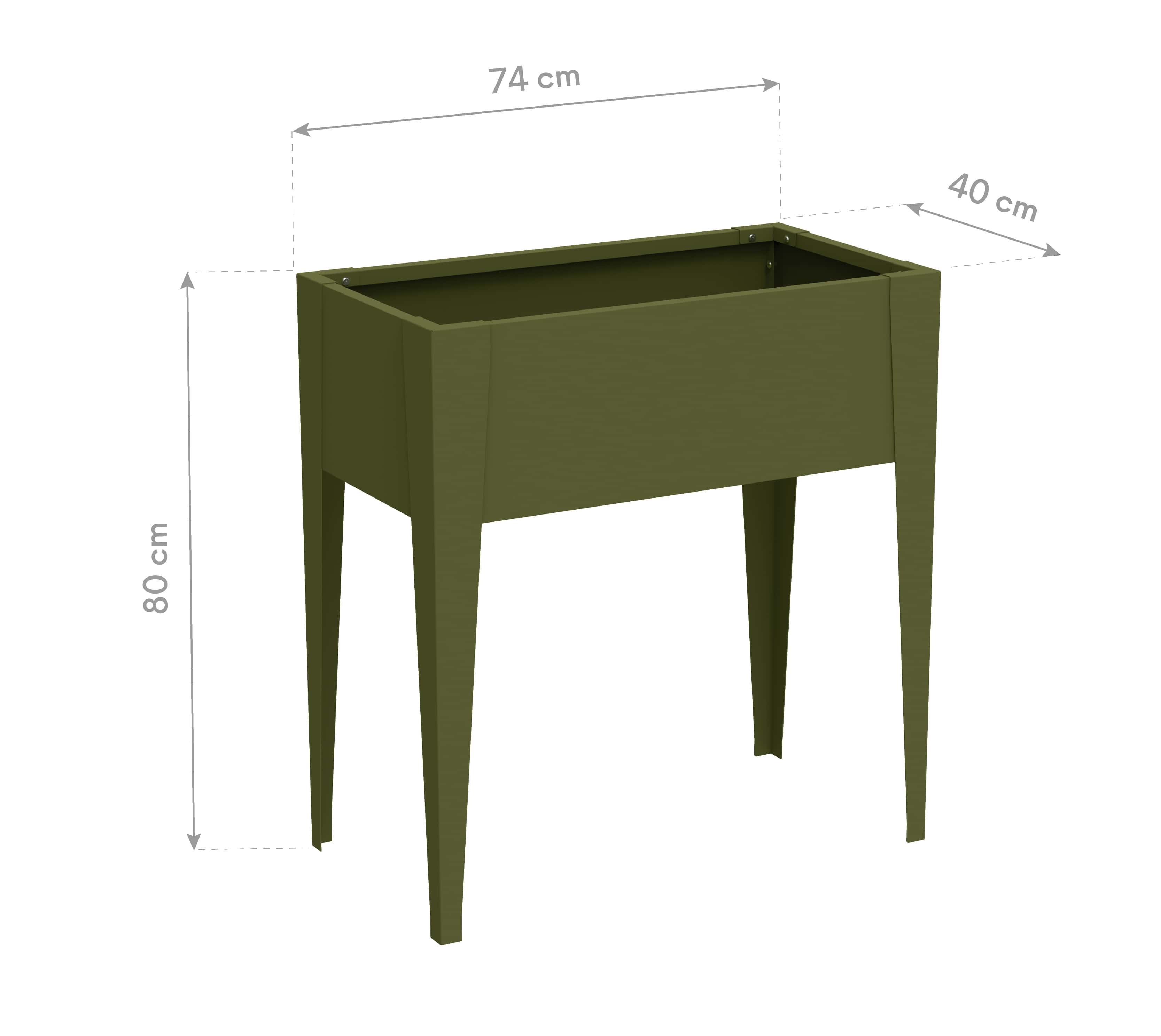 Westmann Vedura S - Metalen Verhoogde Plantenbak - 74x40x80 cm - Olijf
