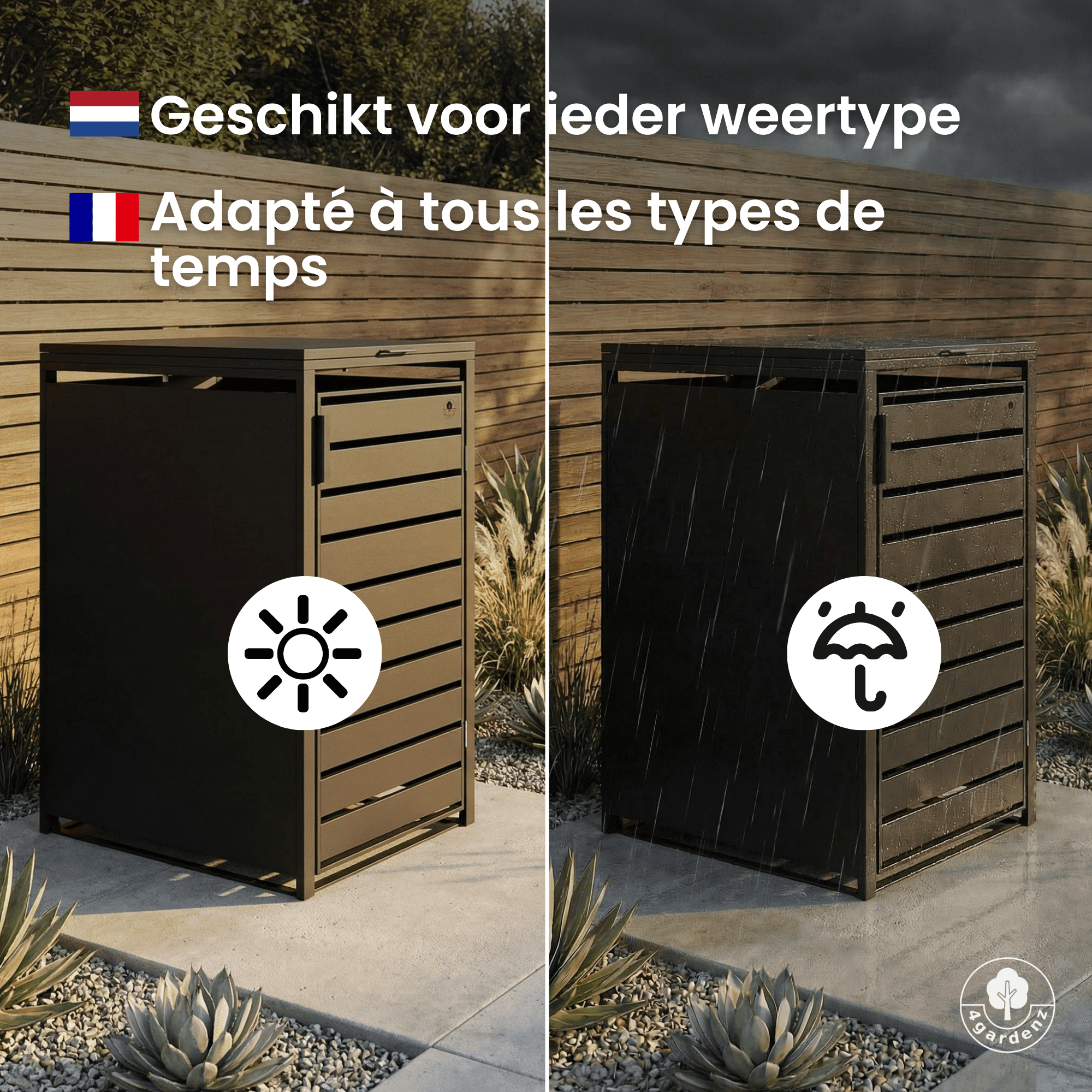 4gardenz® Premium Kliko Ombouw 3 bakken - Containerombouw - Zwart