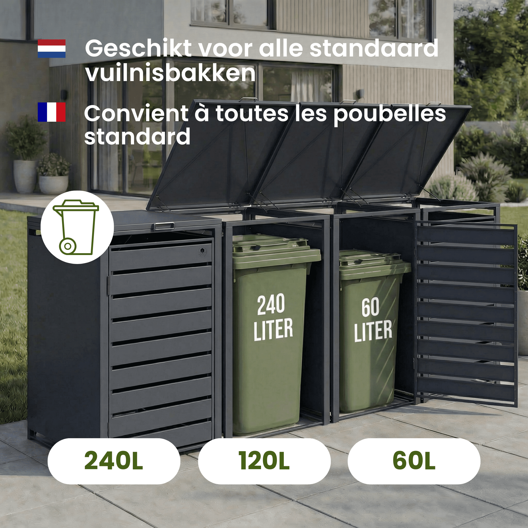 4gardenz® Premium Containerombouw 2 bakken - Kliko Ombouw - Antraciet
