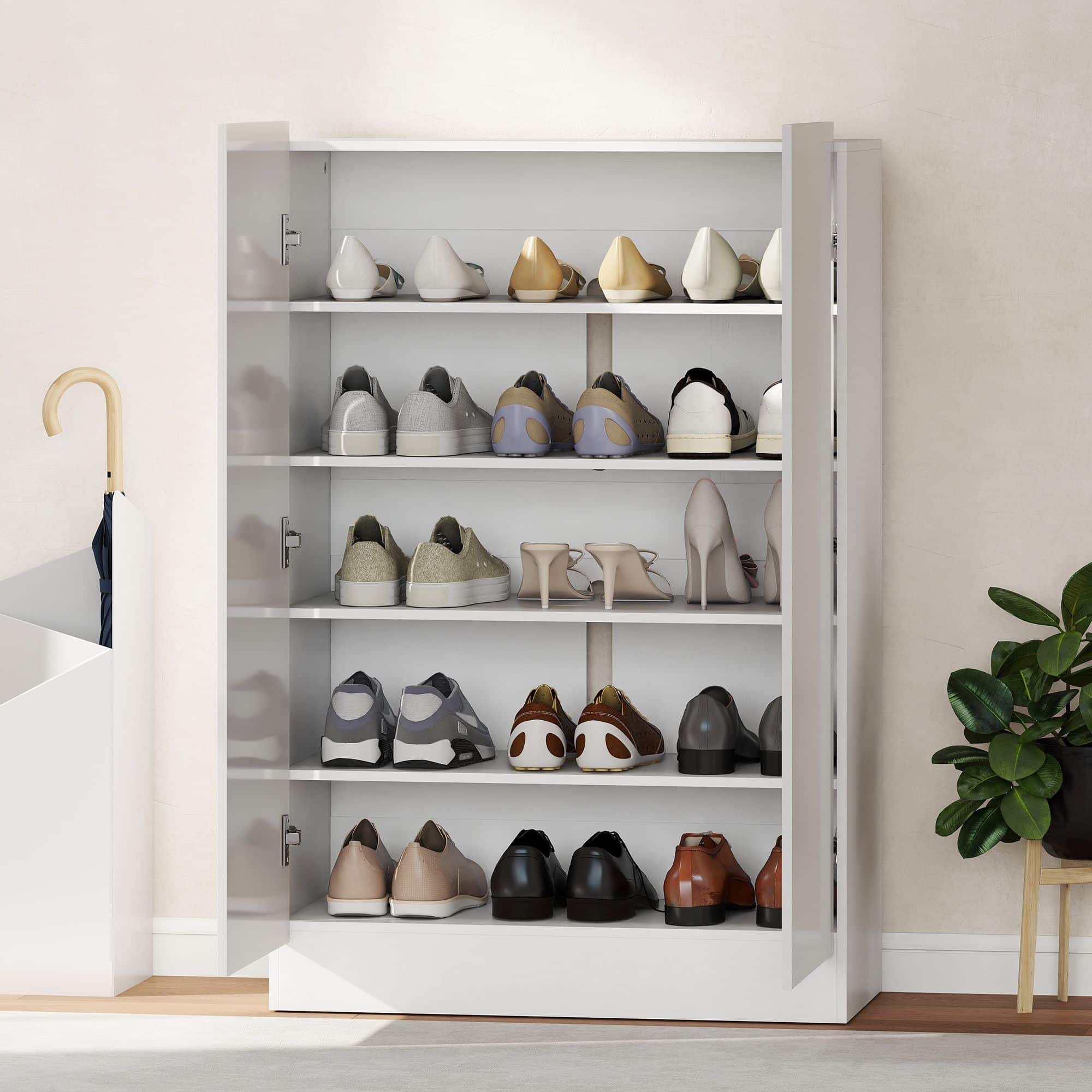 4goodz 5-laags schoenenkast voor 20 paar schoenen - Hoogglans Wit