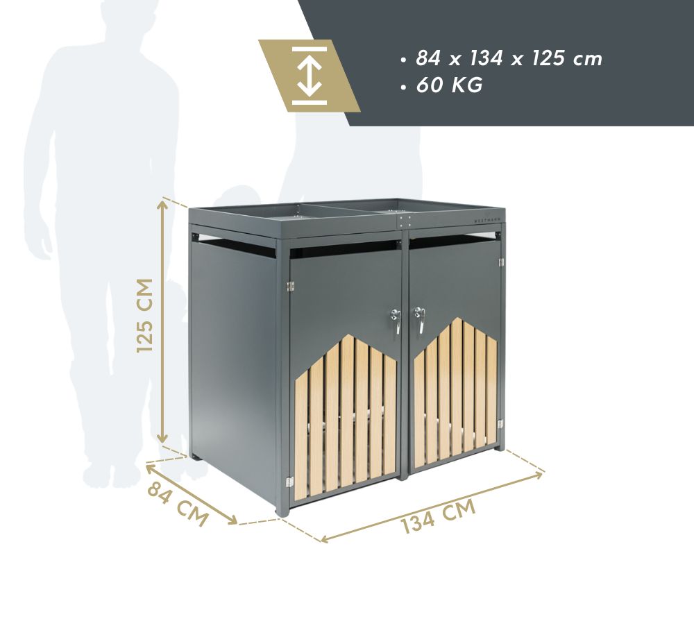 Westmann Containerombouw 2x240 ltr - Afneembare Plantenbak - Houtlook