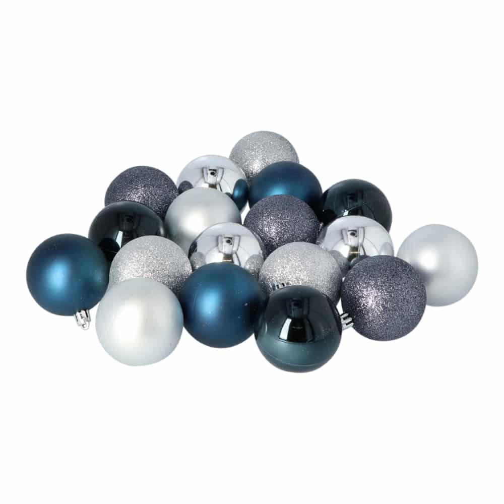 Kunststof Kerstballen set 120 ballen Binnen/Buiten - Zilver/Staalblauw