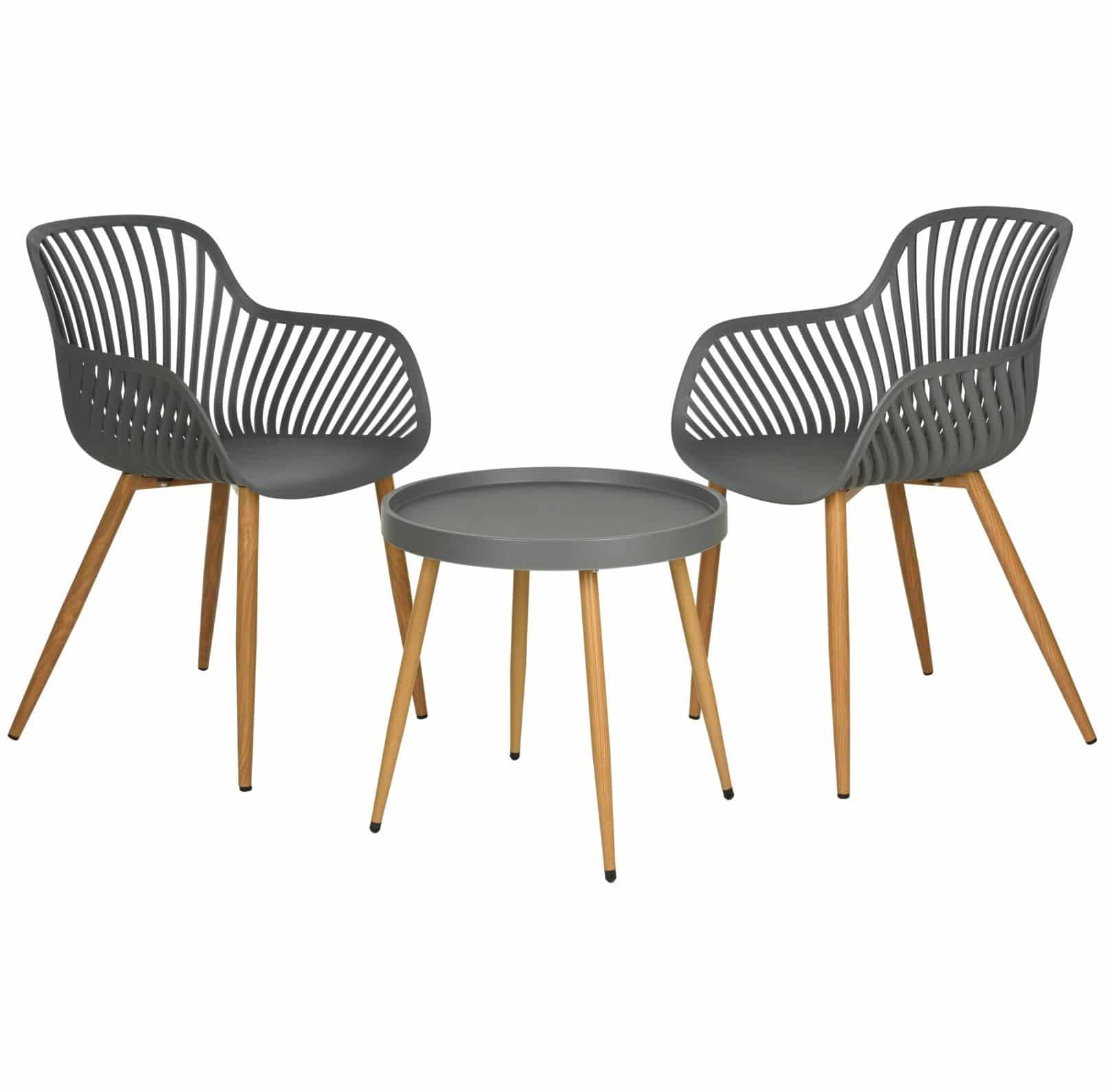 4goodz Comfortabele Tuinset 3-delig - 2 kuipstoelen+tafel - Grijs