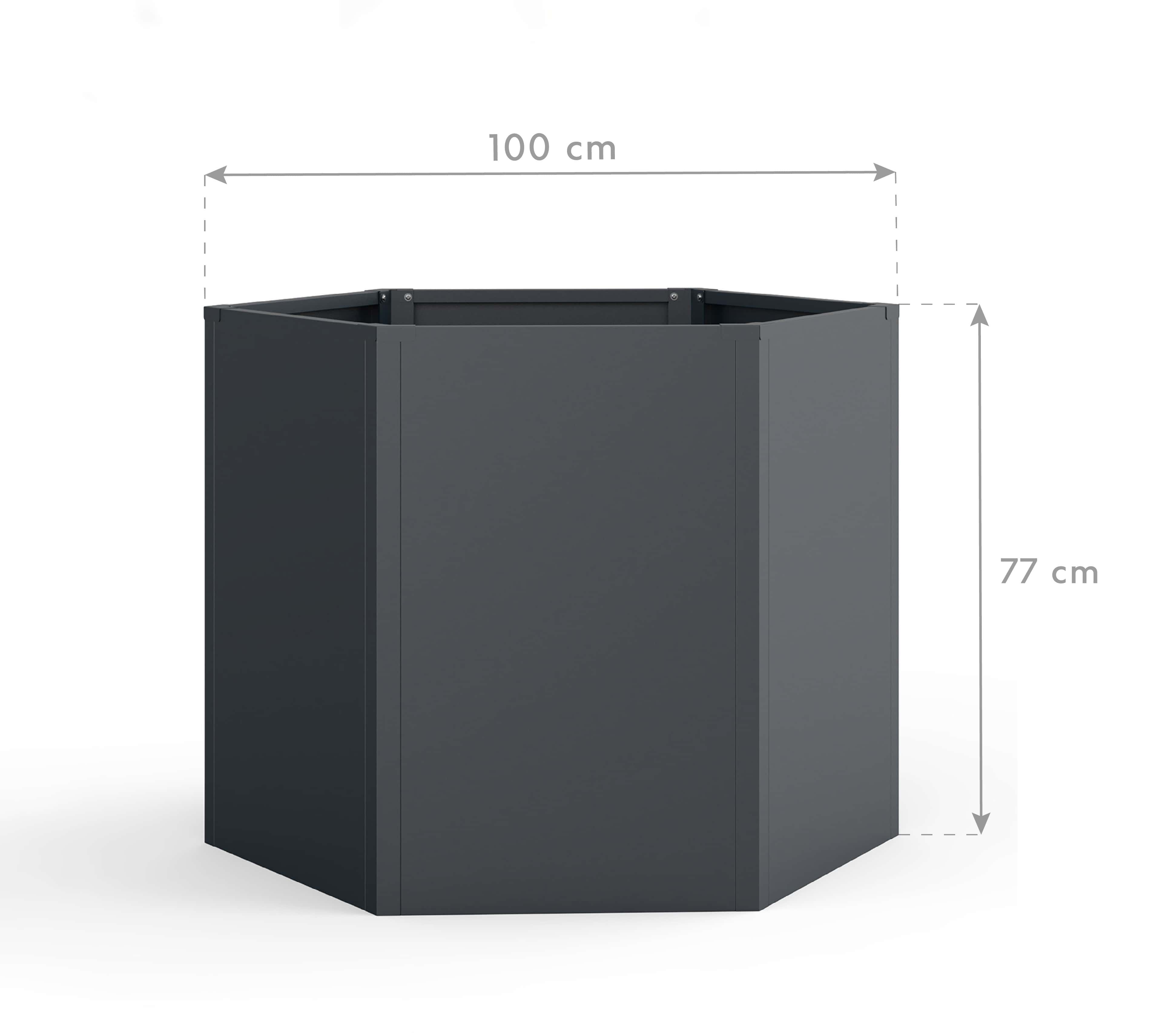 Westmann Varia - Verhoogde Plantenbak set 2 stuks Zeshoekig Metaal 52 en 77 cm - Antraciet