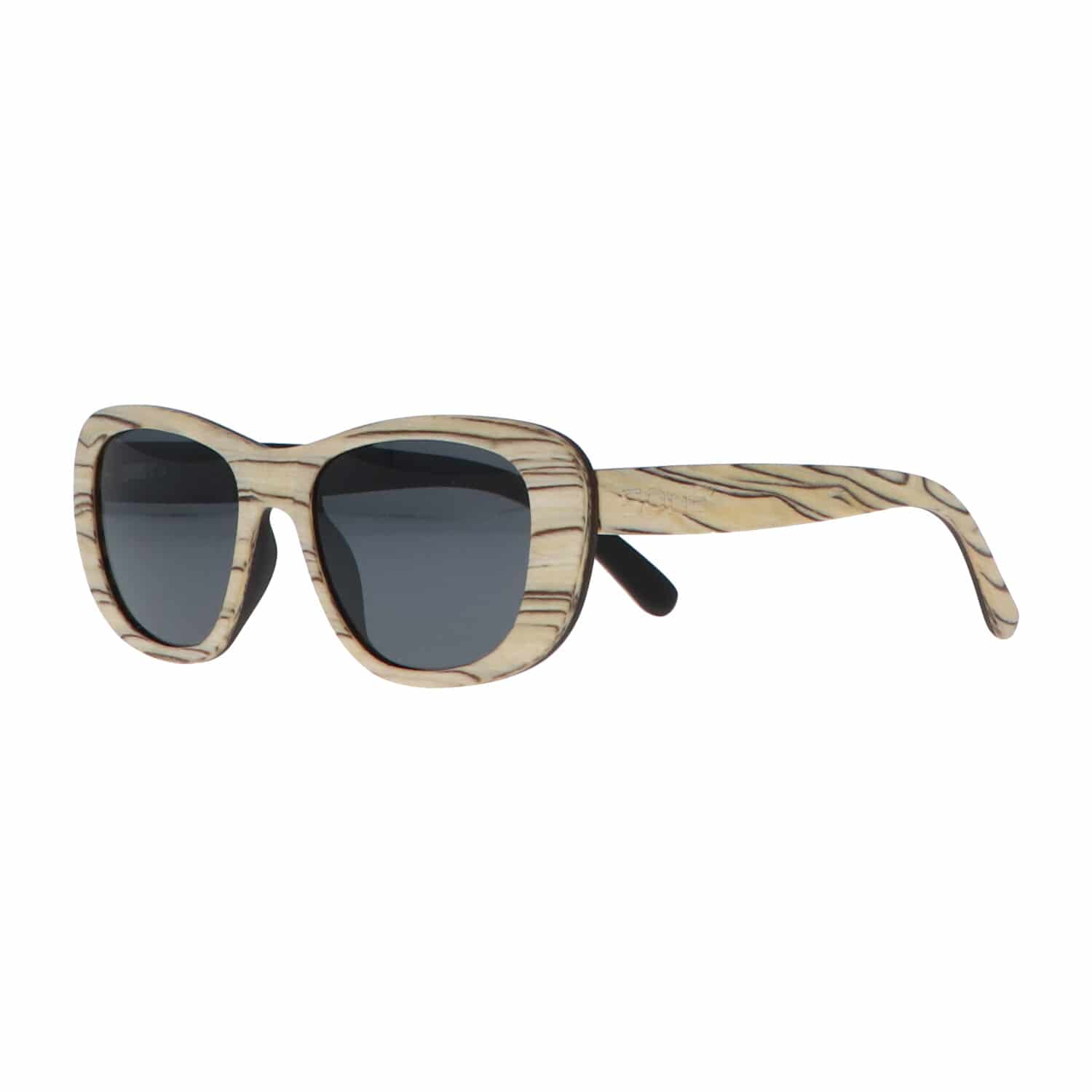 5one® Siena White striped - houten dames zonnebril met grijze lens