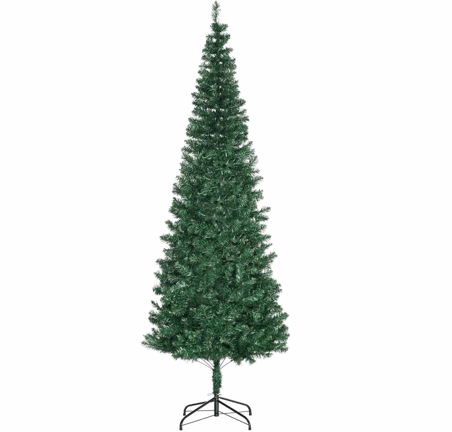 Homcom Kunstkerstboom Smal met metalen standaard - 210 cm - Ø81 cm