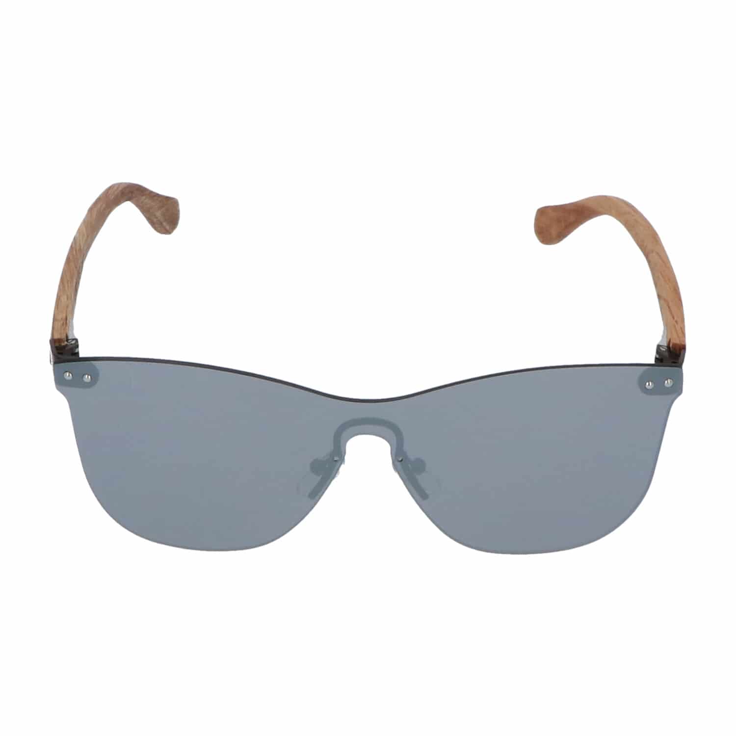 5one® Cyprus Flat Grey - Houten Zonnebril met Zilveren Spiegellens