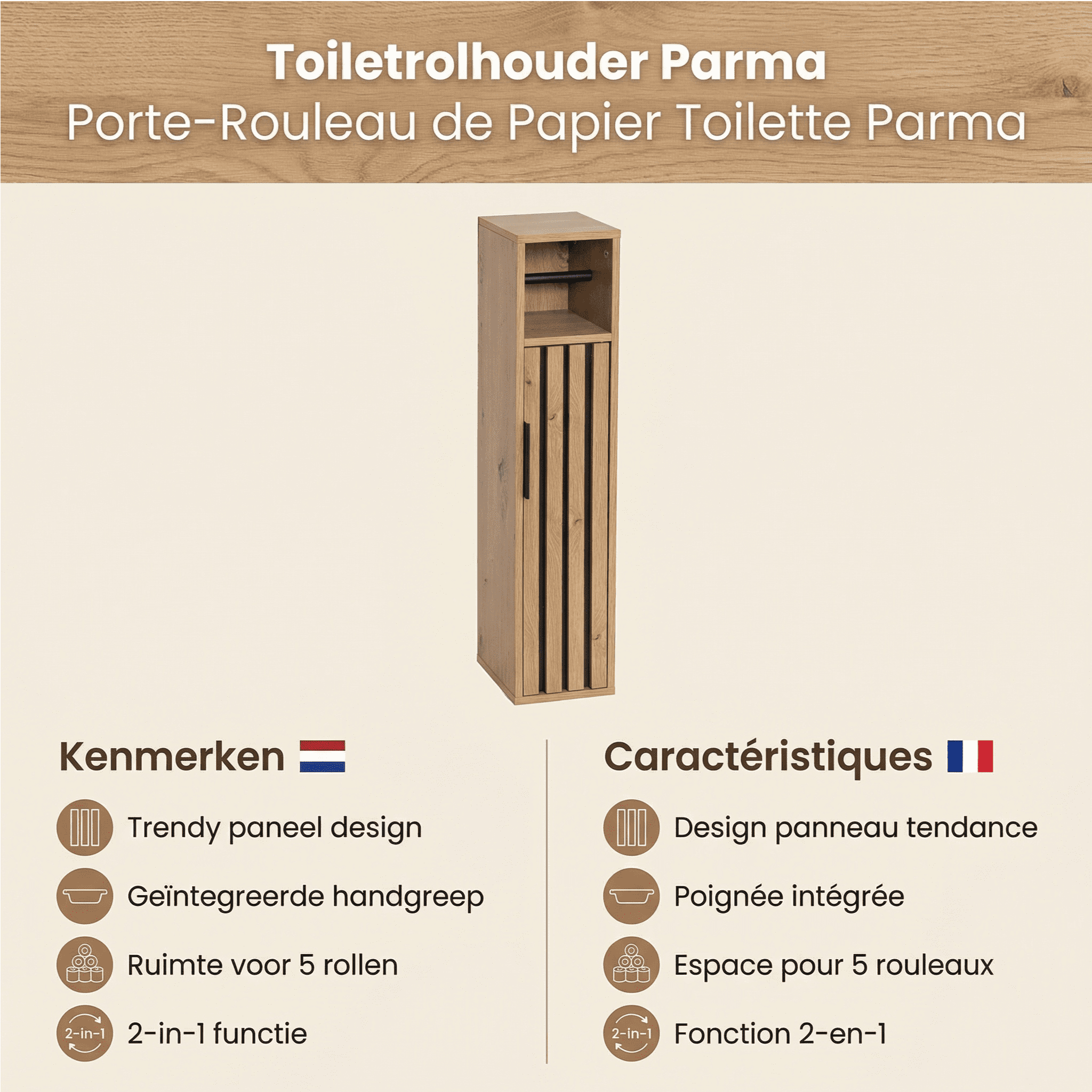 4bathroomz Parma - Toiletrolhouder met Toiletroldispenser - 5 rollen 4bathroomz Parma - Toiletrolhouder met Toiletroldispenser - 5 rollen