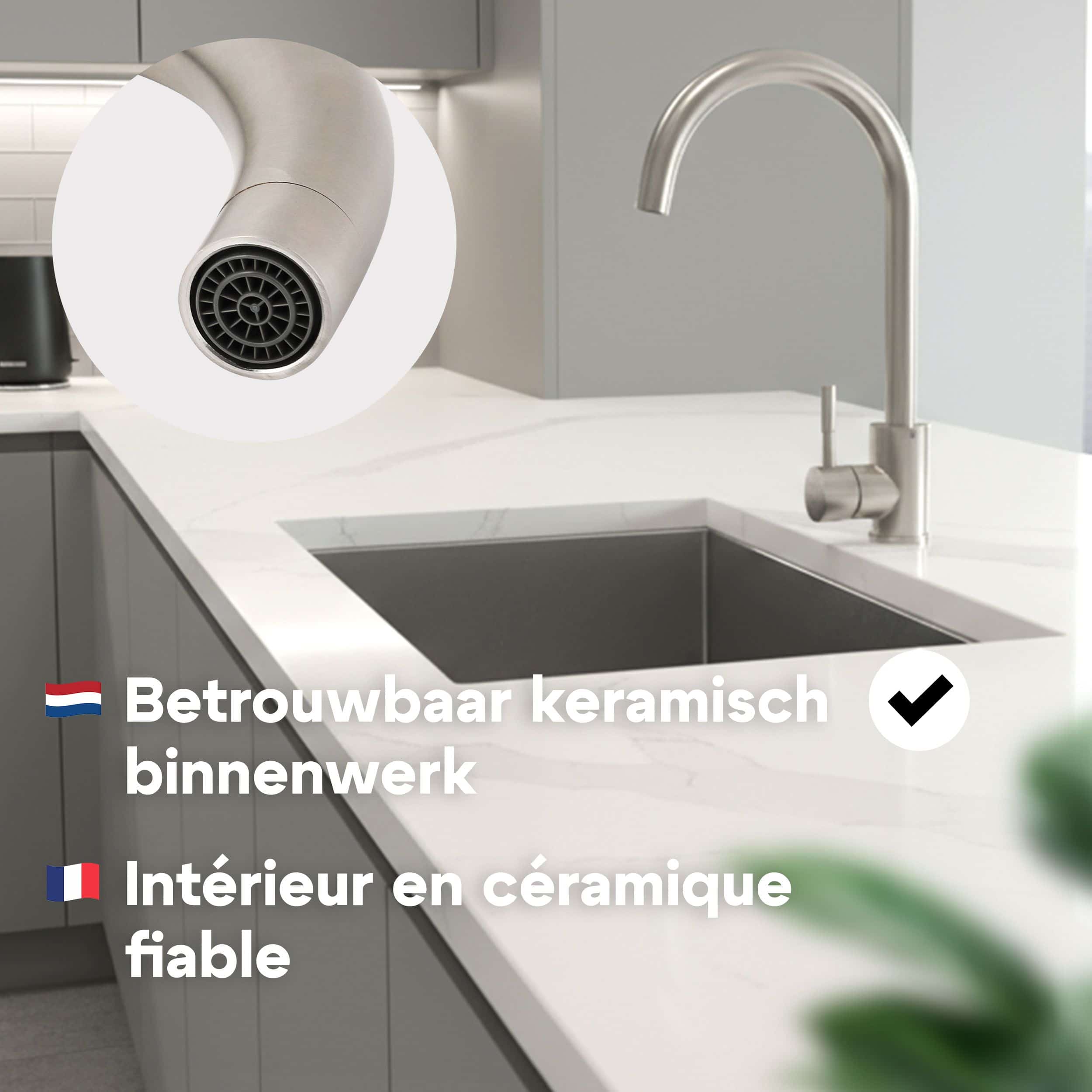 Luzzo® Lesina Keuken mengkraan Brushed Steel – hoog model ronde uitloop - 100% roestvrij staal (RVS) - strak modern design Luzzo® Lesina Keuken mengkraan Brushed Steel – hoog model ronde uitloop - 100% roestvrij staal (RVS) - strak modern design