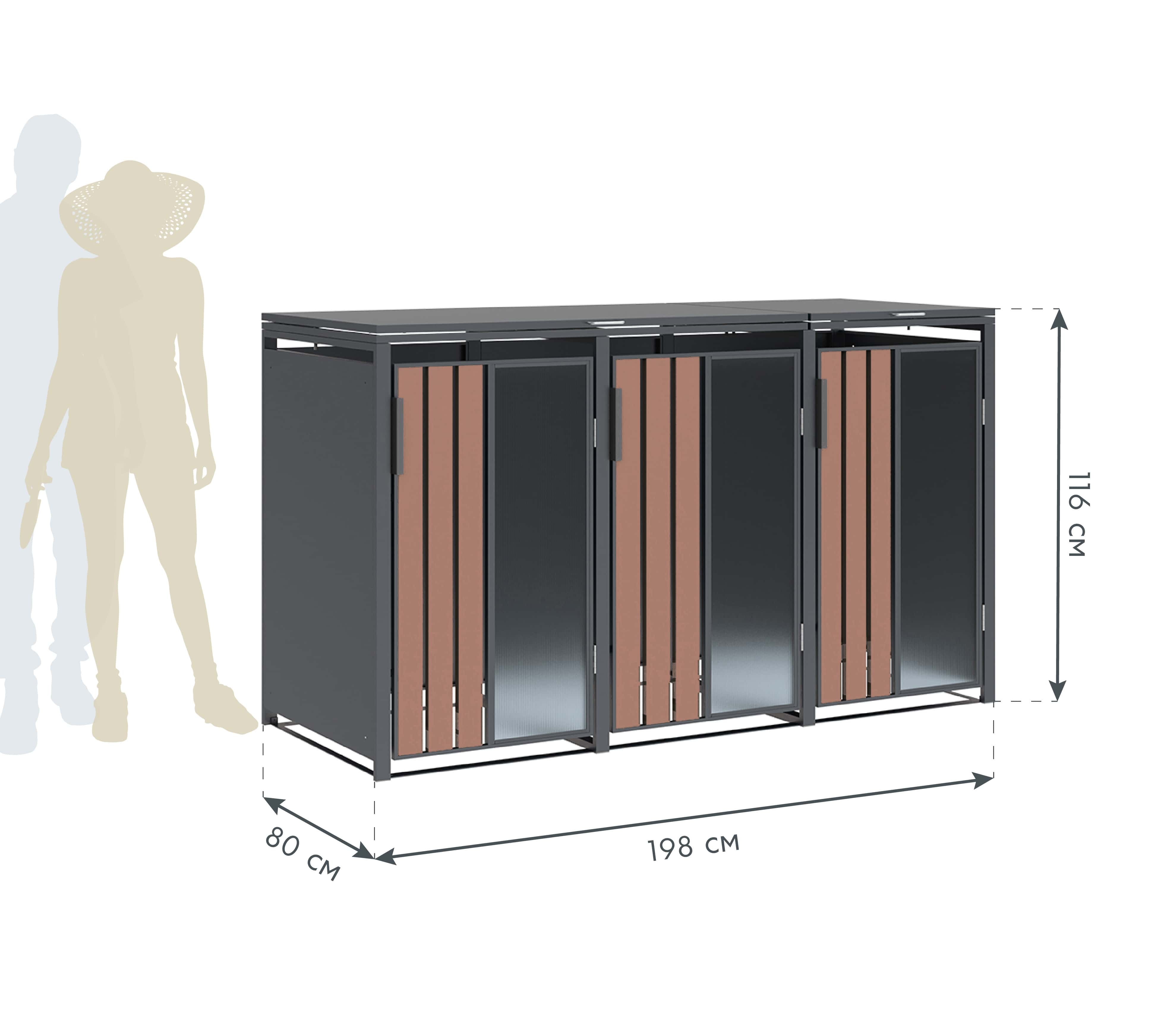 Westmann Status-3 Metalen Containerombouw voor 3 kliko's - Houtlook
