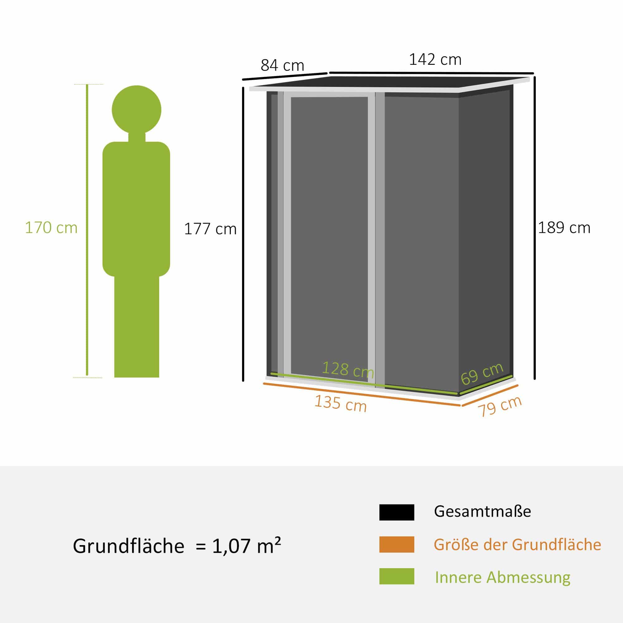 4goodz Stalen Tuinkast Balkonkast 84x142x189 cm - Grijs