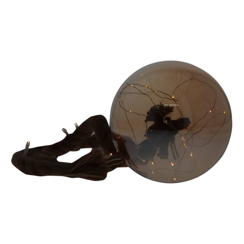 LED Touwlamp Kerstbal met glazen bal 15 cm - 24 LED&#039;s op batterijen