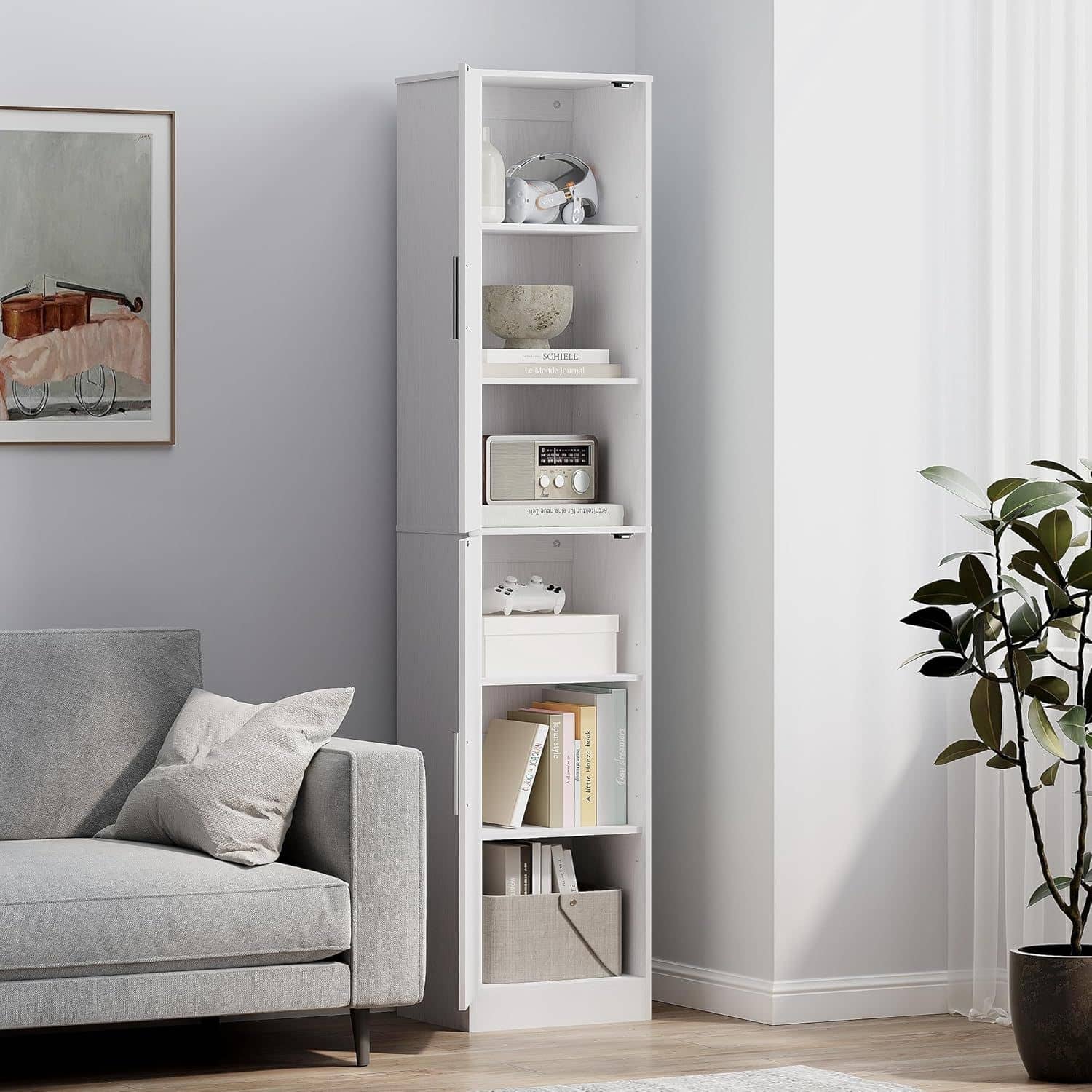 4goodz Badkamerkast 180 cm - ruime Kolomkast met 2 deuren - Wit