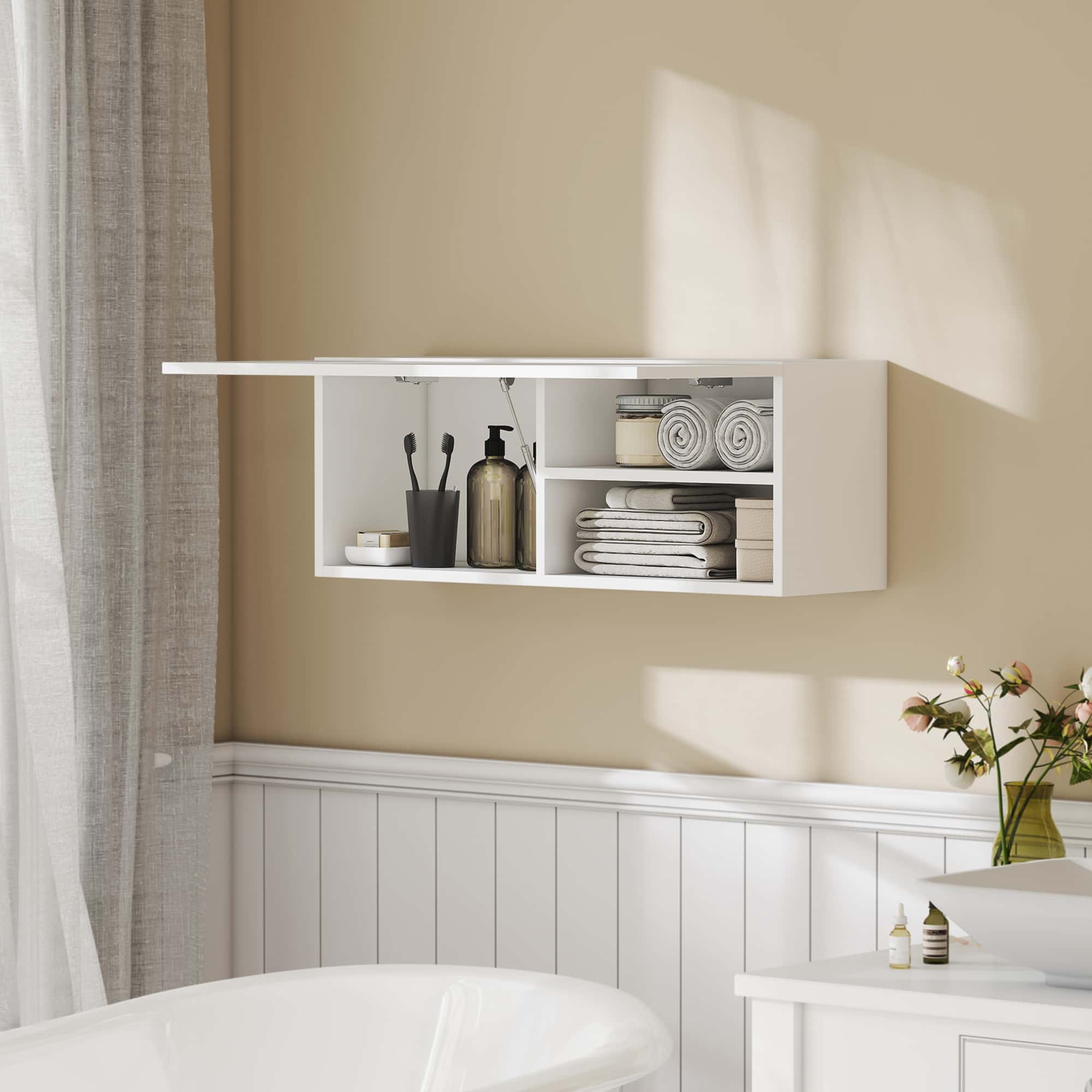 4goodz Badkamerkast Hangende Wandkast met klappende deur - Wit