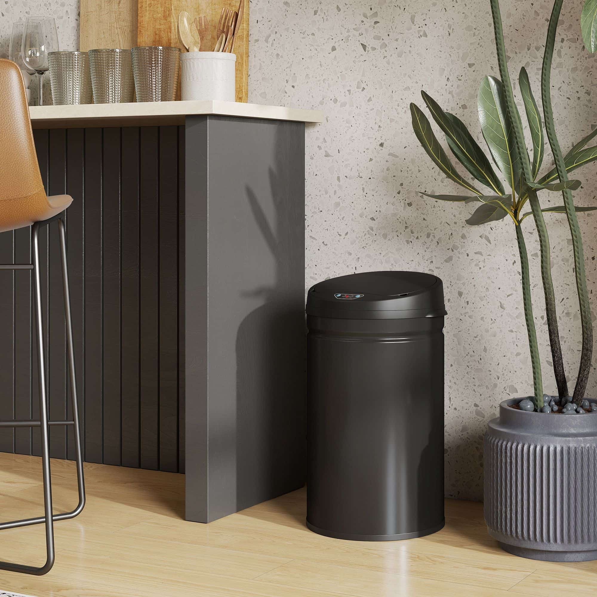 4goodz Sensorprullenbak Rond 30 liter 32x31x51cm - Zwart