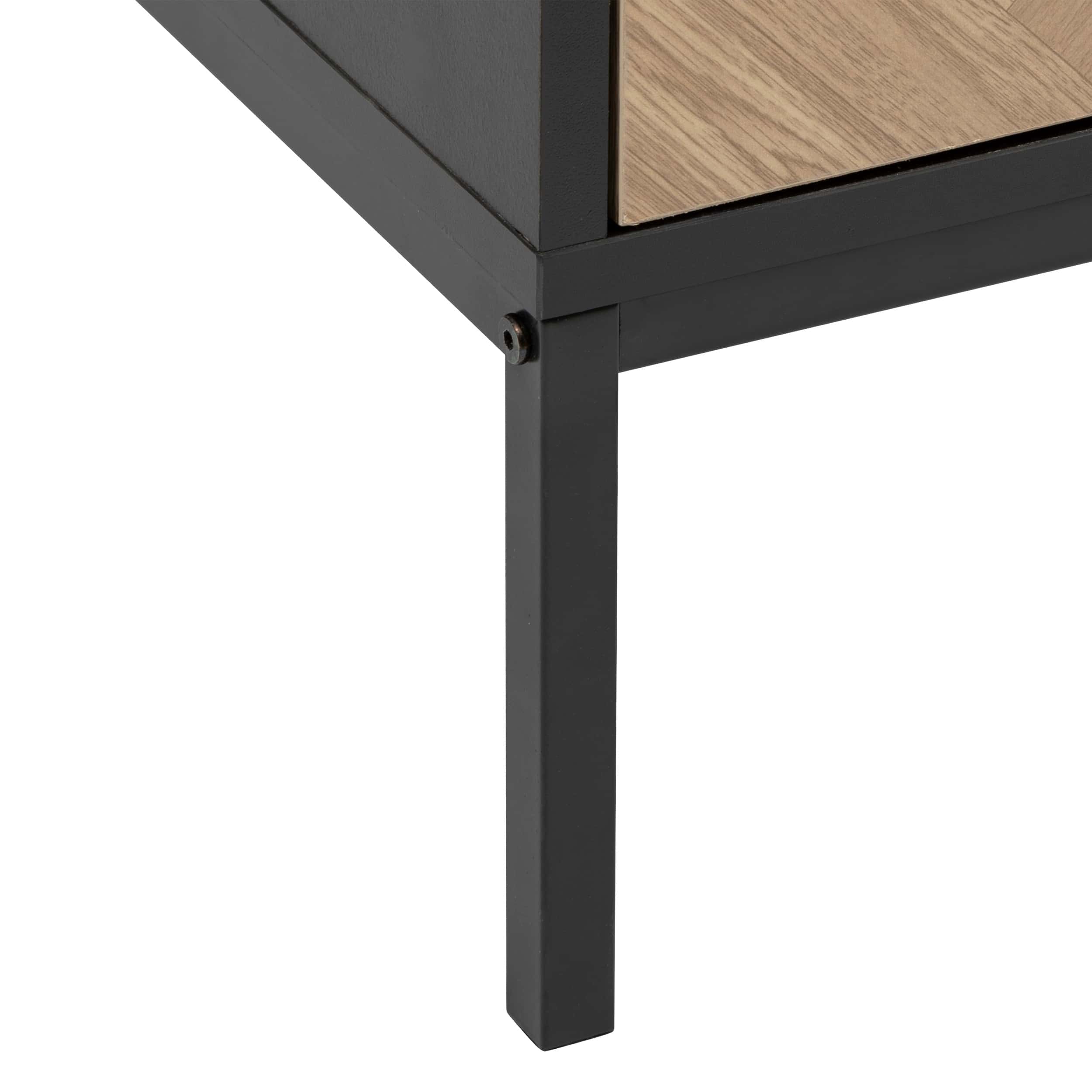 4livings Chevron Nachtkastje met 2 Softclose Lades 45x40x50cm - bruin/zwart