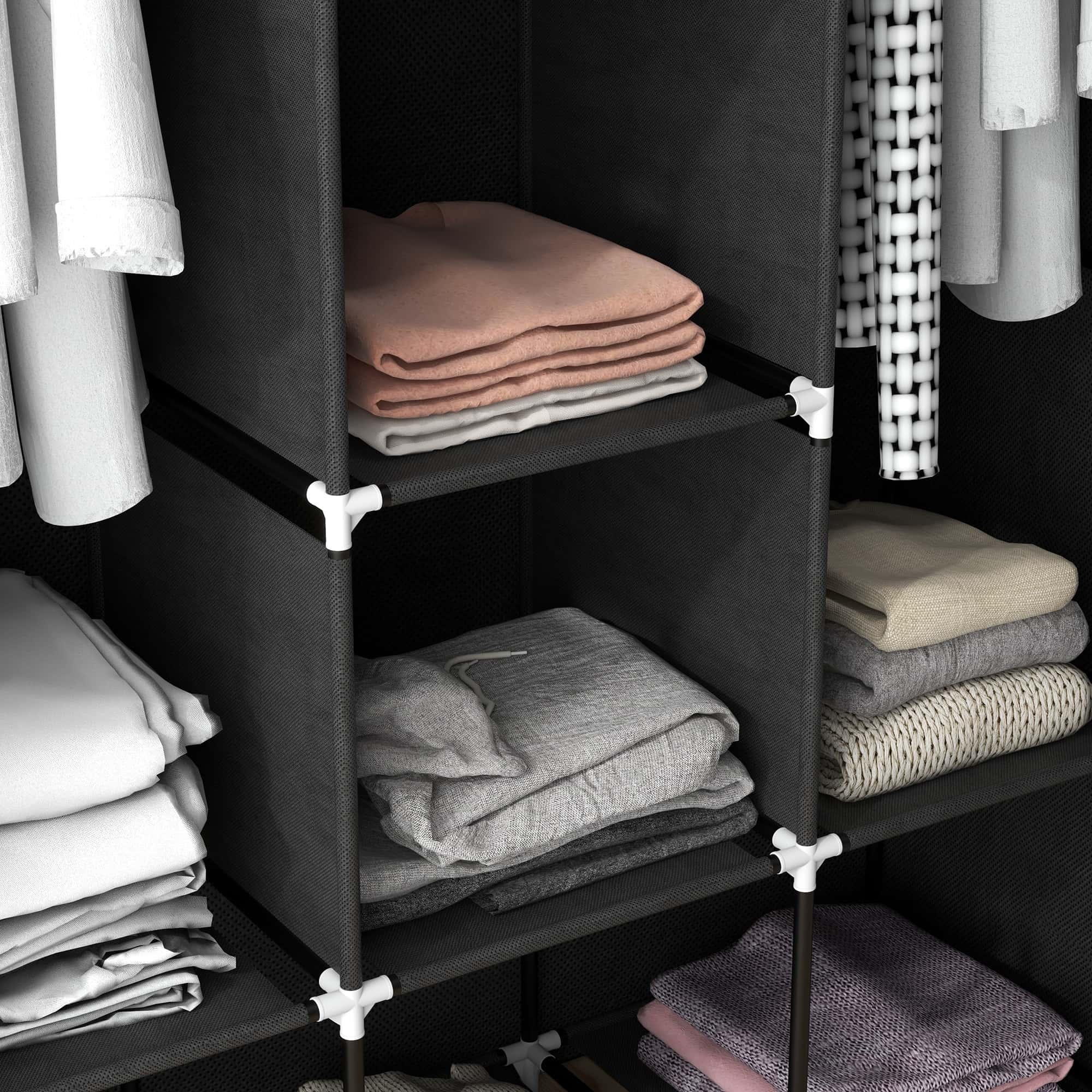 4goodz Stoffen Kledingkast - Opvouwbaar - 103x43x162,5 cm - Zwart