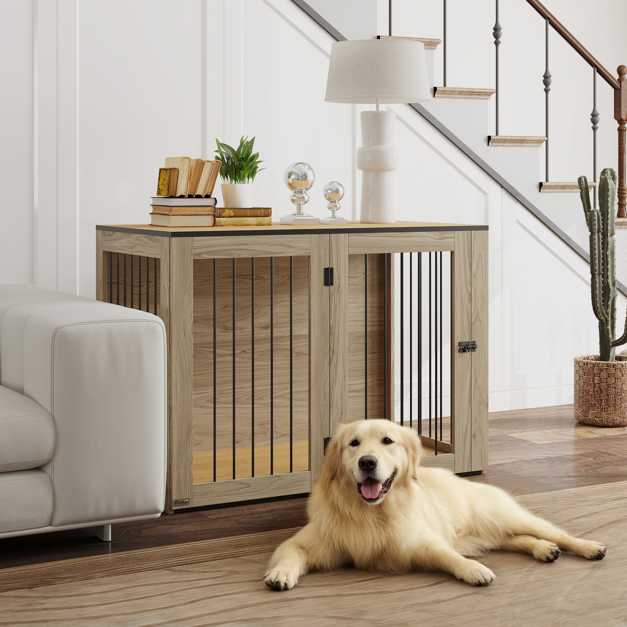 Binnen Bench voor grote honden - Hondenhok Binnen - 106 x 60 x 76 cm - Bruin