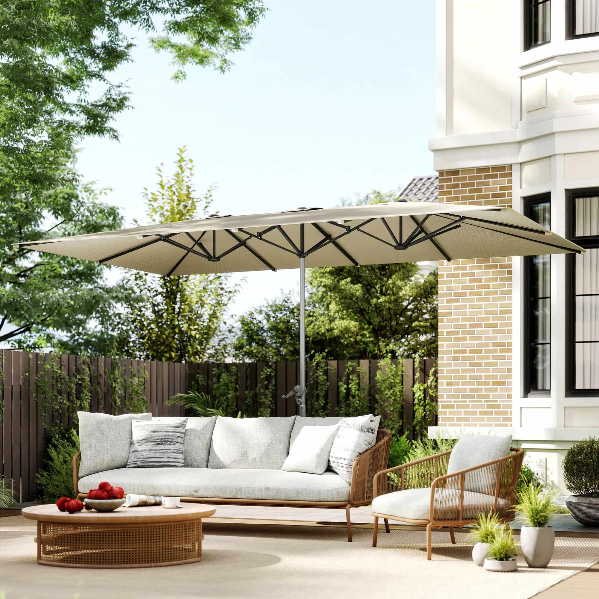4goodz Duo-parasol Rechthoek XL 451x 264 cm - Creme