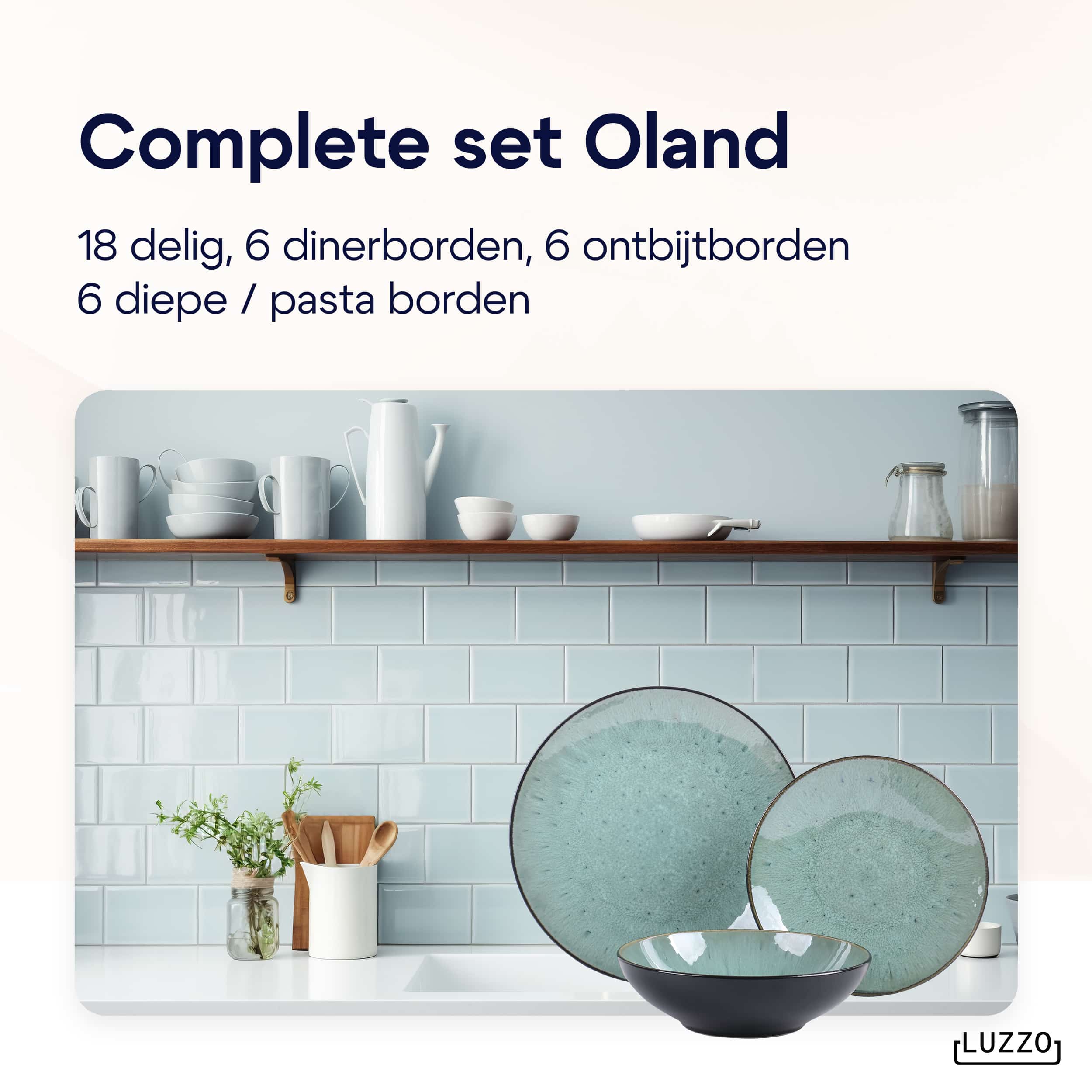 Luzzo® Oland Serviesset 6 persoons - 18 delig - Groen