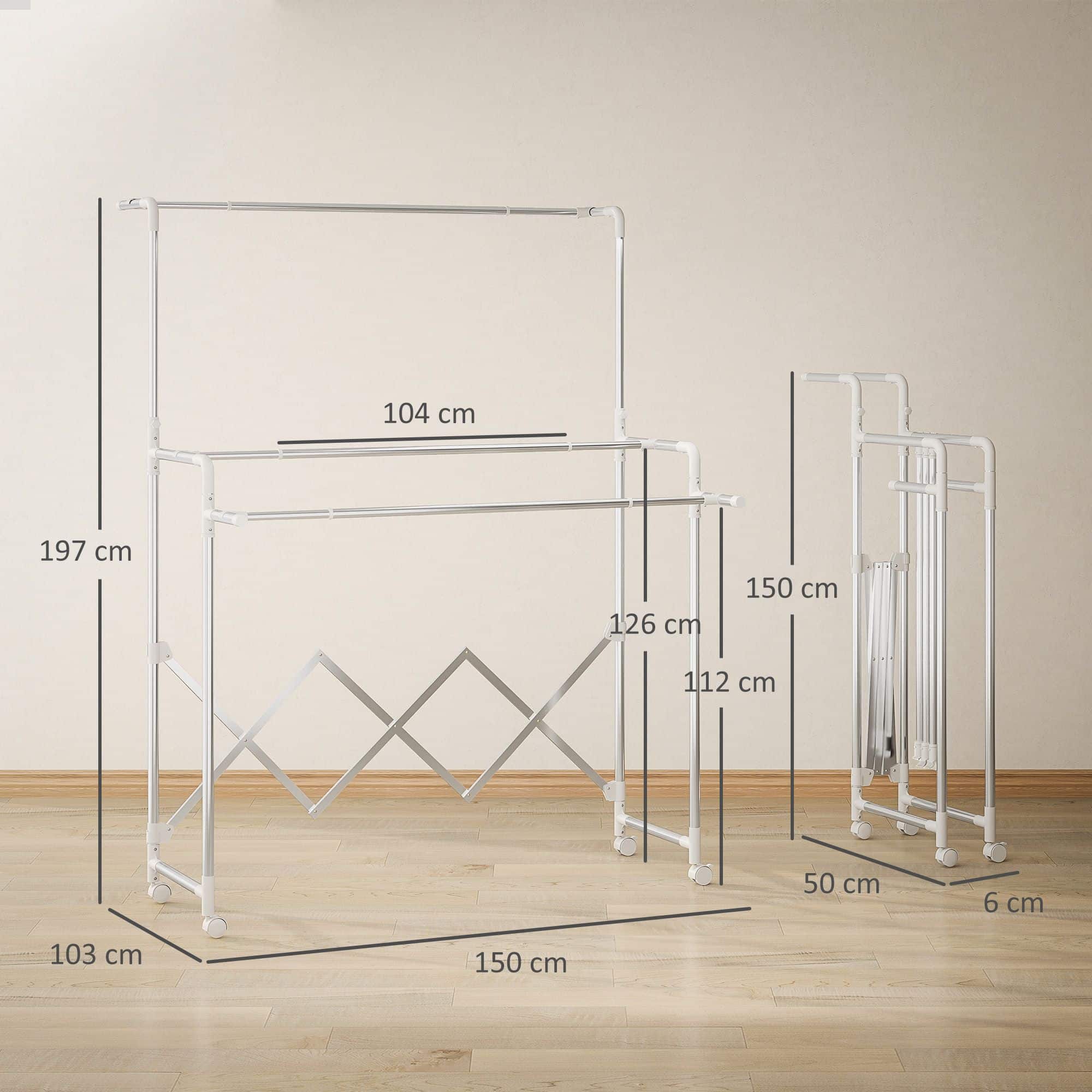 4goodz Metalen Kledingrek verrijdbaar - garderobestandaard Uitschuifbaar 4goodz Metalen Kledingrek verrijdbaar - garderobestandaard Uitschuifbaar