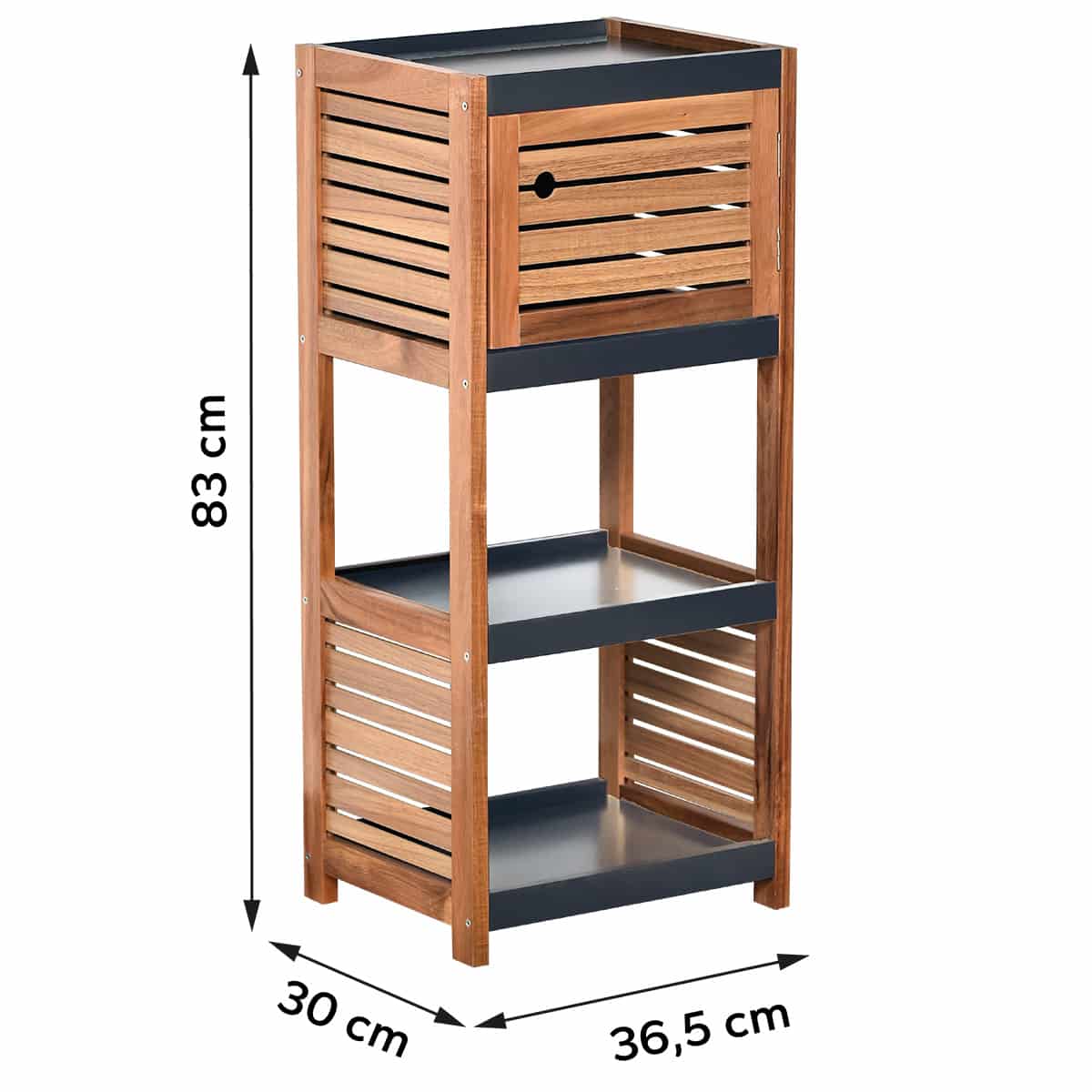 4goodz Badkamerkast Acaciahout halfhoog - 30x36.5x83 cm