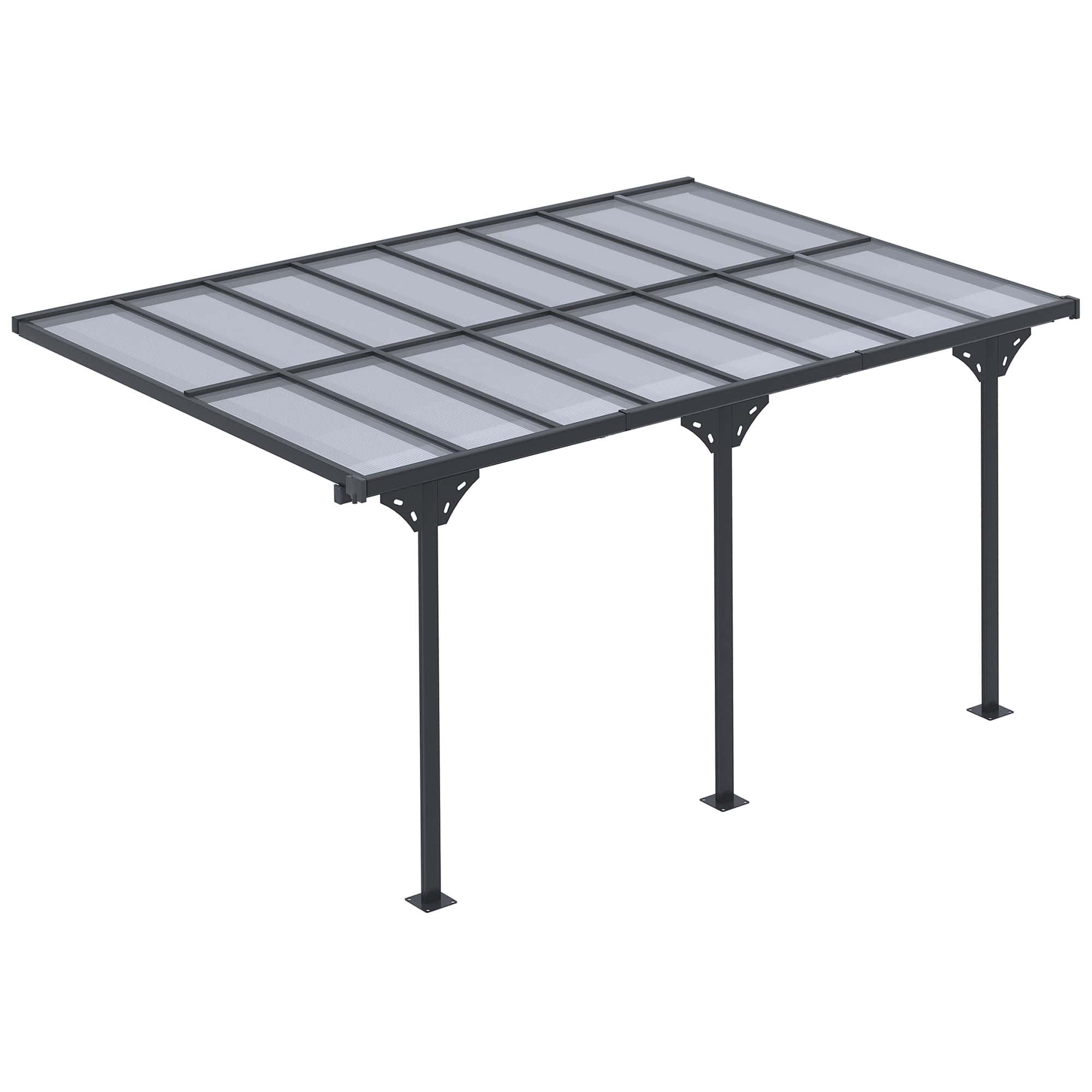 4goodz Terrasoverkapping in hoogte verstelbaar aluminium 4 x 3 m - grijs