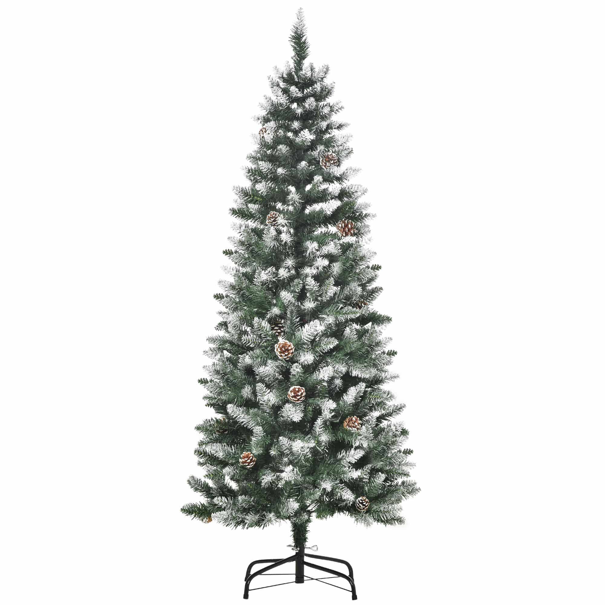 HOMCOM Kunstkerstboom met dennenappels en sneeuw 150 cm - Ø69 cm