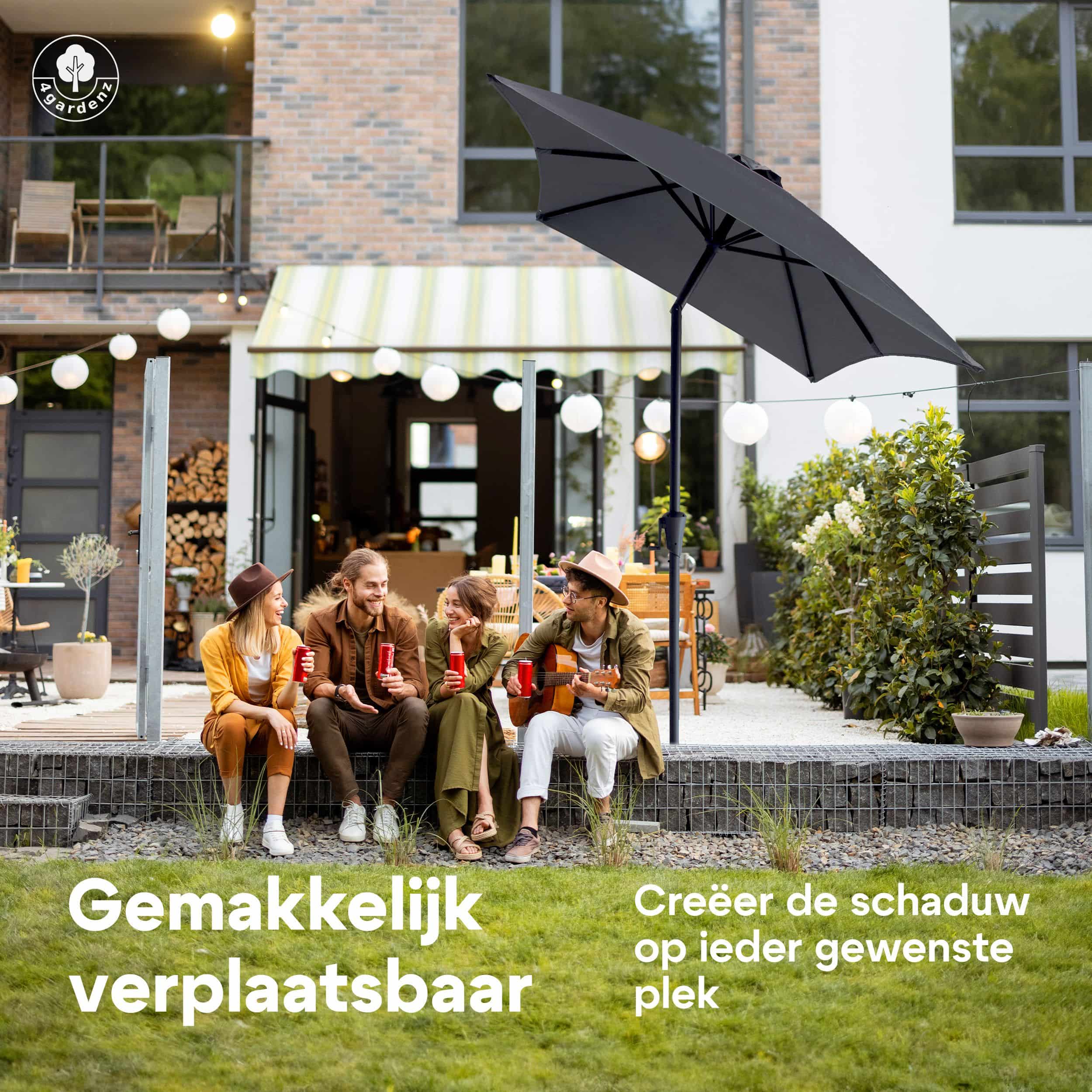 4gardenz® Parasol Rechthoek 150X250cm Kantelbaar - Balkonparasol Grijs