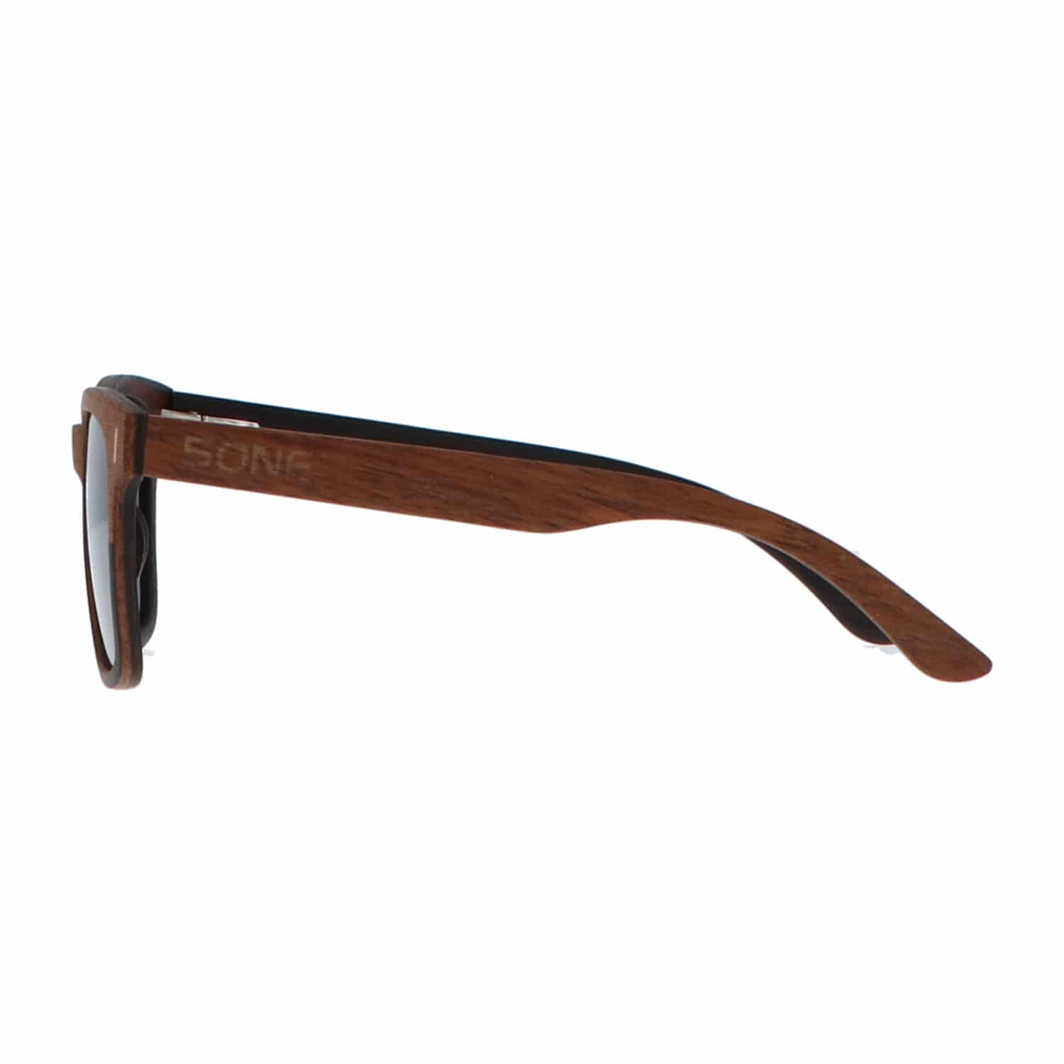 5one® Slim Line Walnut 2-tone - Walnoot hout Wayfarer zonnebril grijs