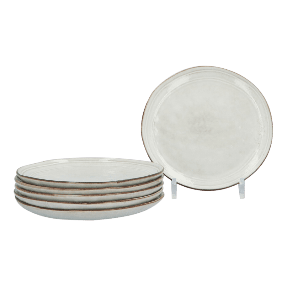 Aardewerk Serviesset Flower Beige 6 persoons 18-delig - Beige