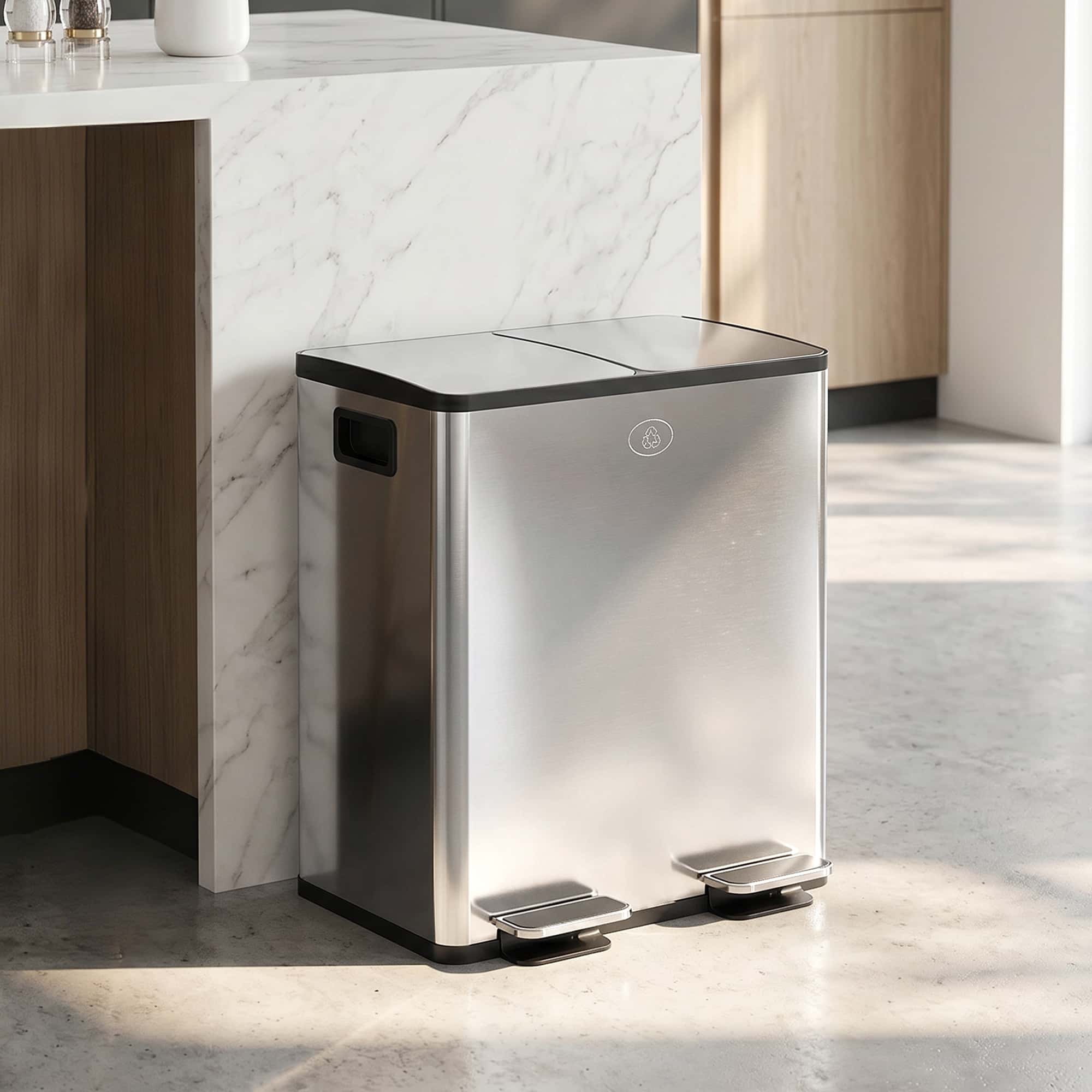 4goodz Dubbele Pedaalemmer Prullenbak 2 x 20 ltr - Zilver 4goodz Dubbele Pedaalemmer Prullenbak 2 x 20 ltr - Zilver
